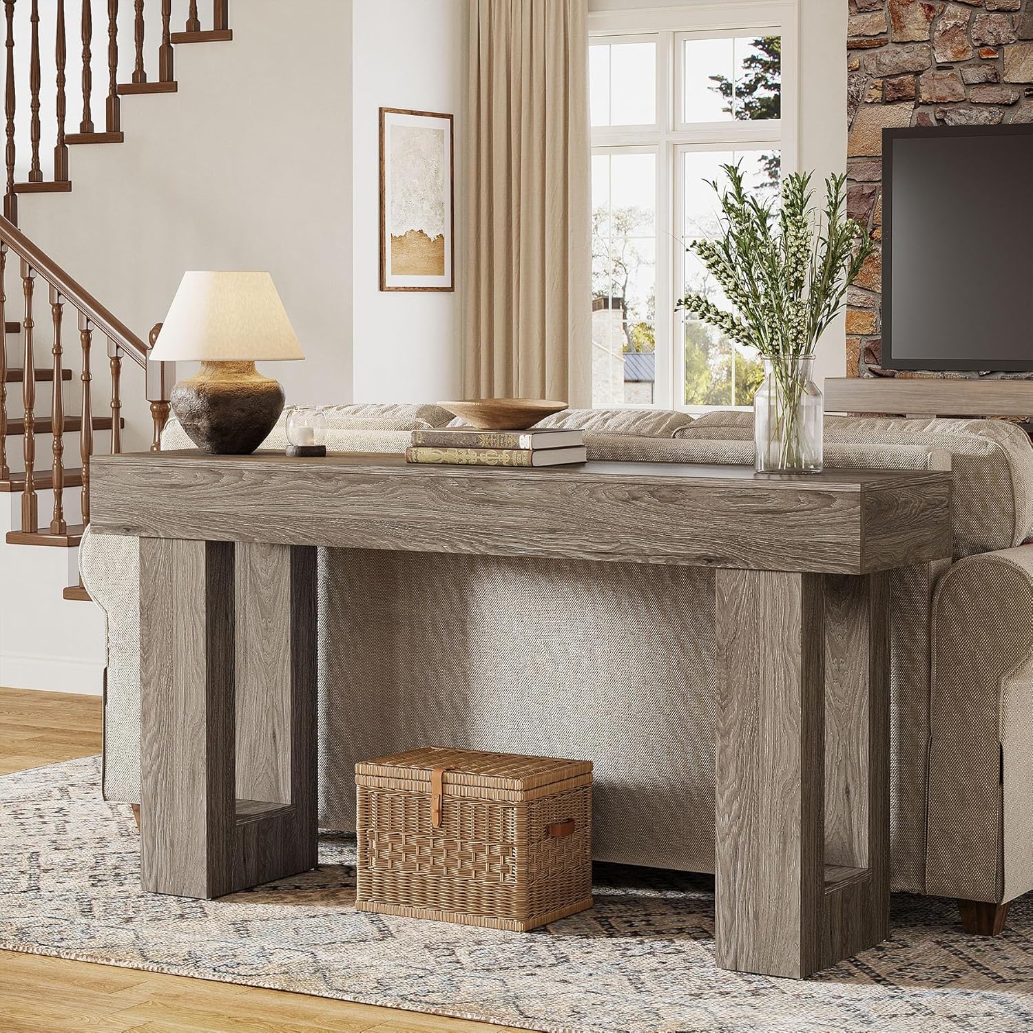 Tribesigns 63-Inch Console Table, Farmhouse Wooden Sofa Table