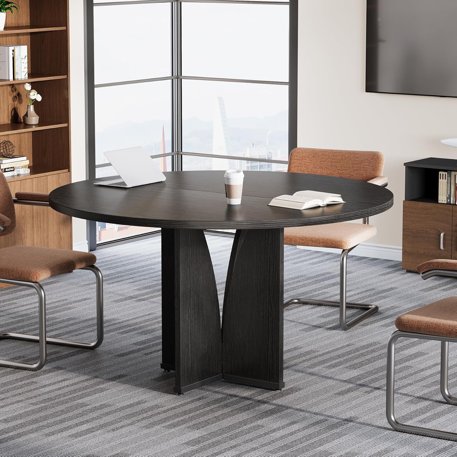 39" Round Conference Table for 4, Multi-Purpose Office Table for Meetings