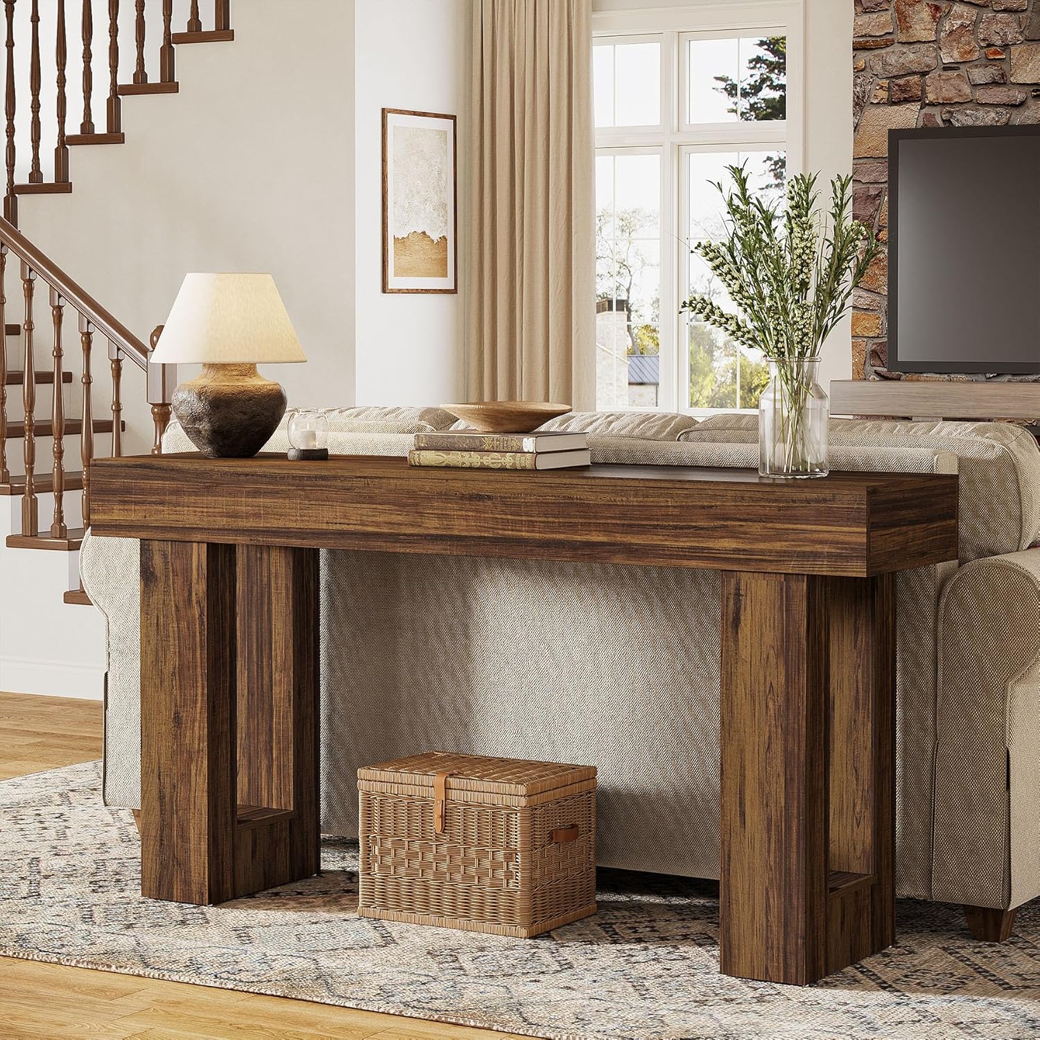 Tribesigns 63-Inch Console Table, Farmhouse Wooden Sofa Table