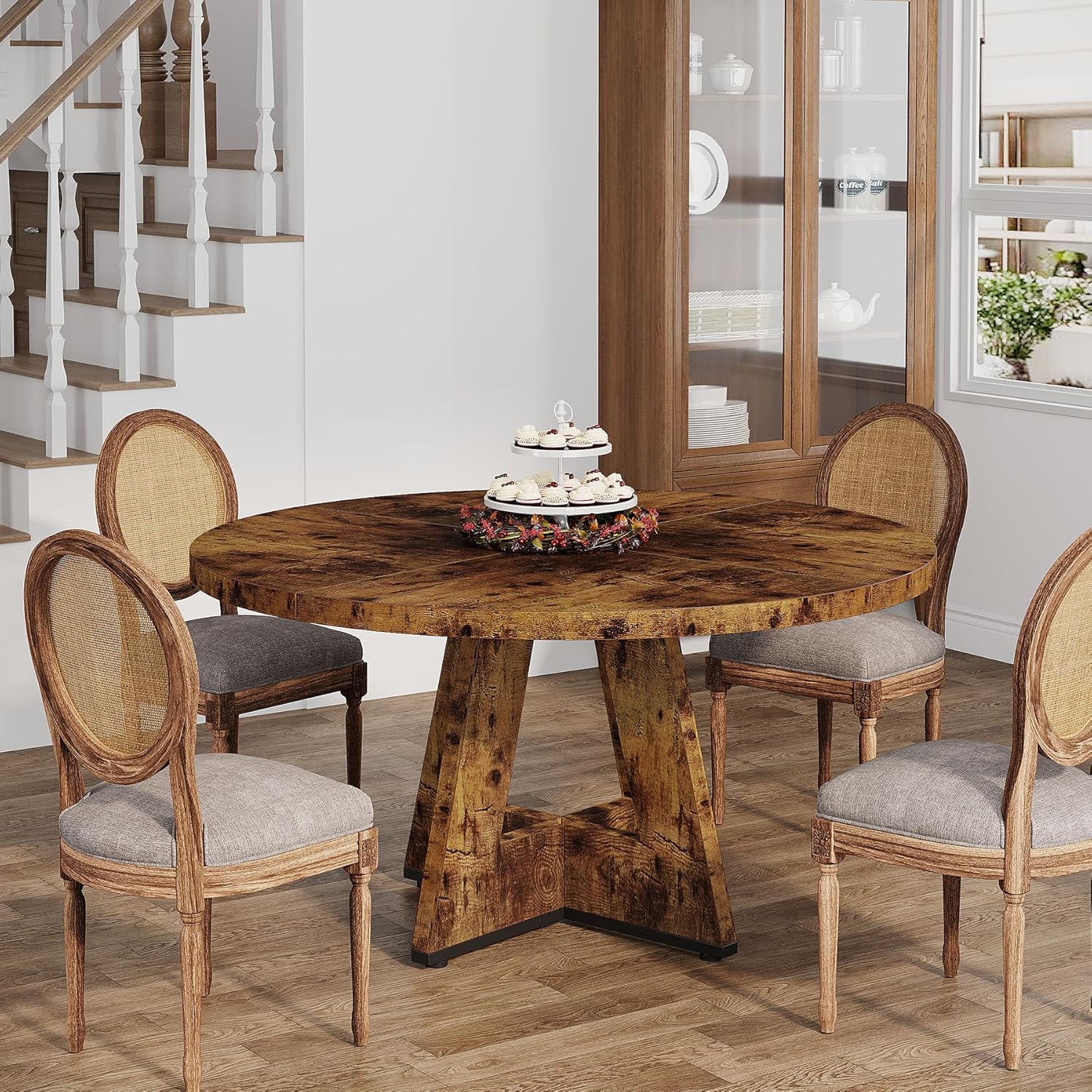 Tribesigns 47 Inch Round Dining Table, Farmhouse Kitchen Table for 4-6