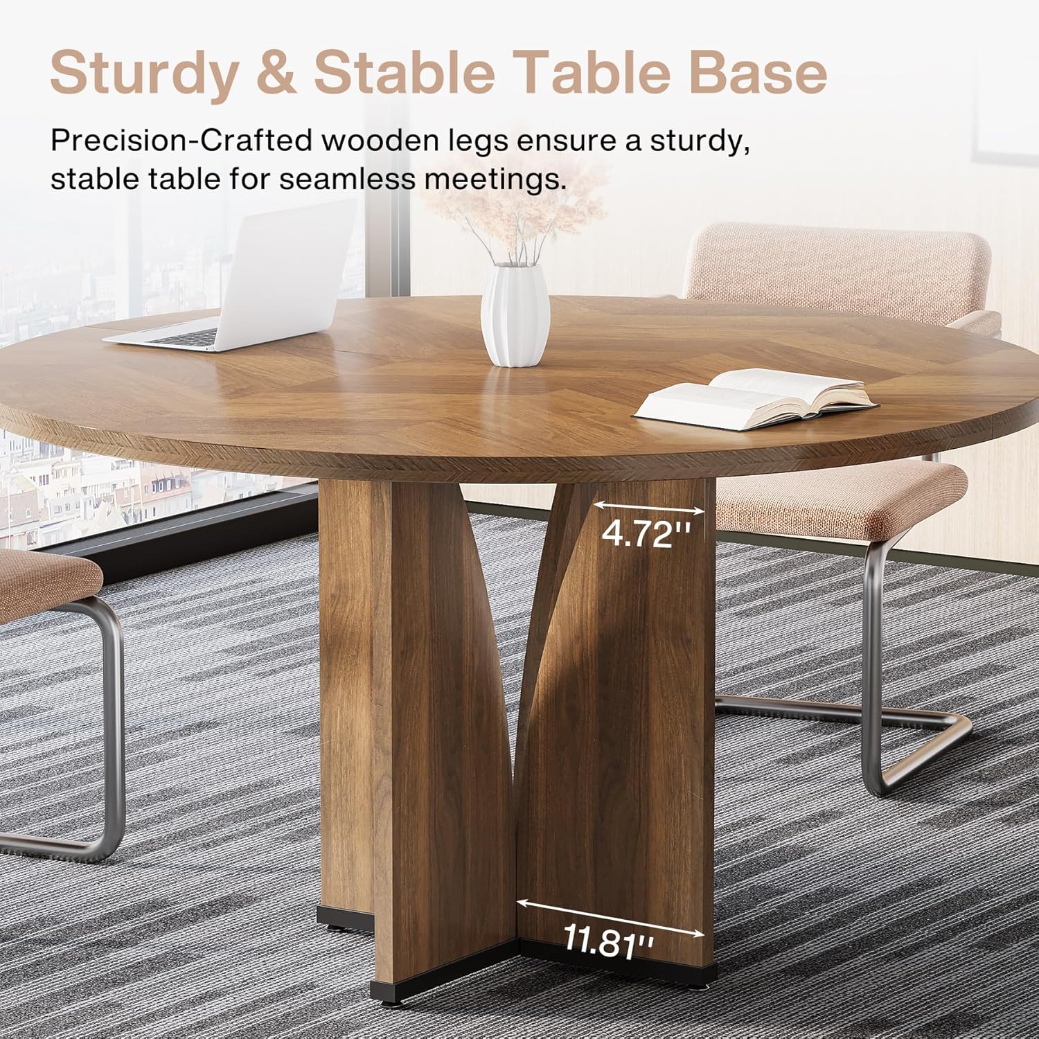 39" Round Conference Table for 4, Multi-Purpose Office Table for Meetings