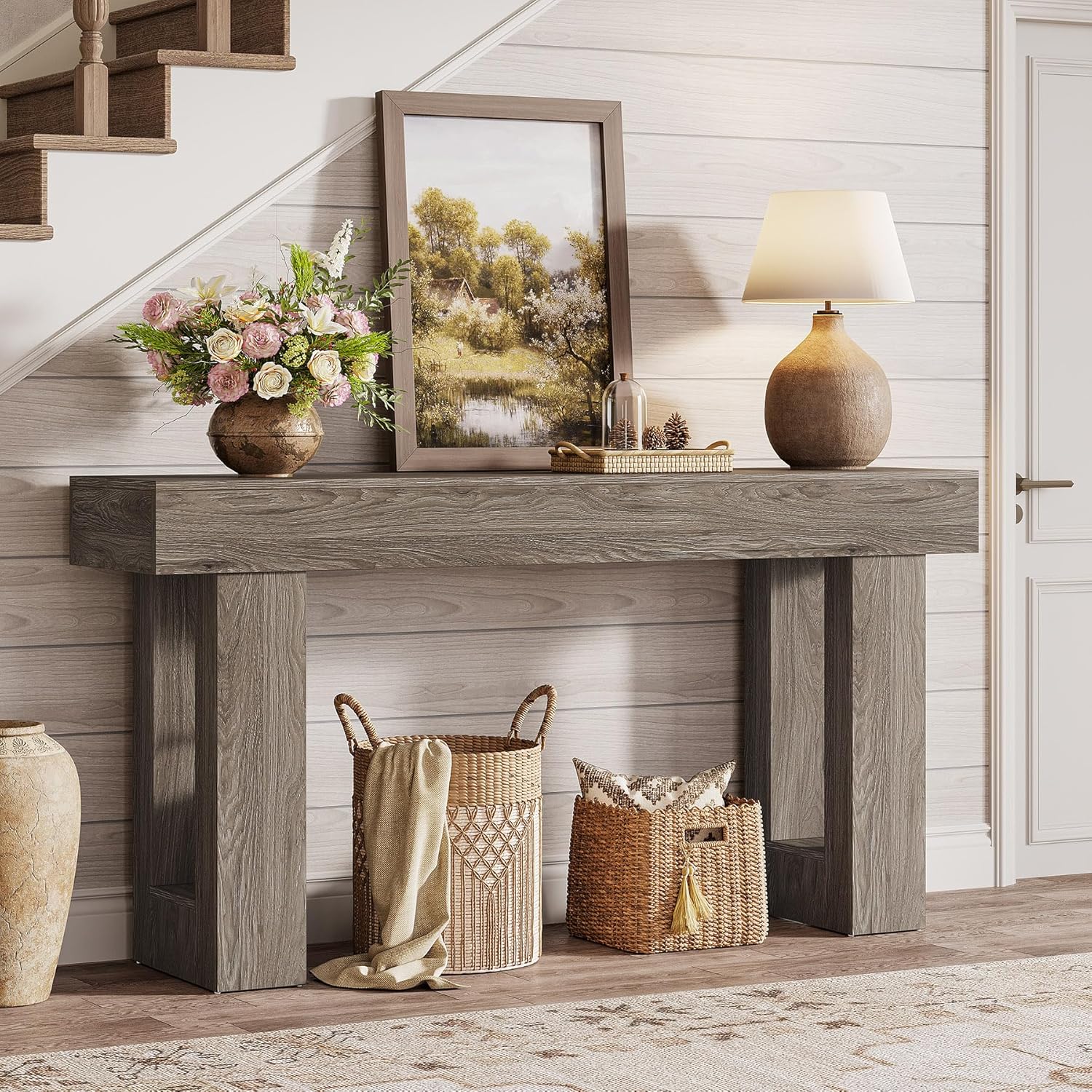 Tribesigns 63-Inch Console Table, Farmhouse Wooden Sofa Table