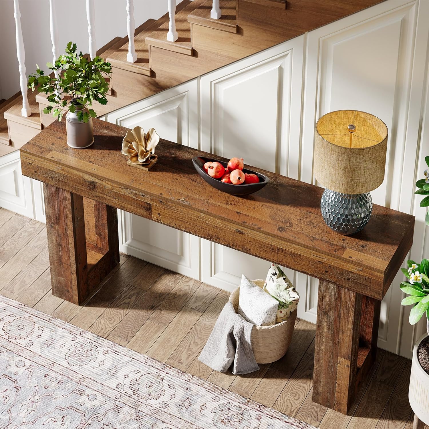 Tribesigns 63-Inch Console Table, Farmhouse Wooden Sofa Table