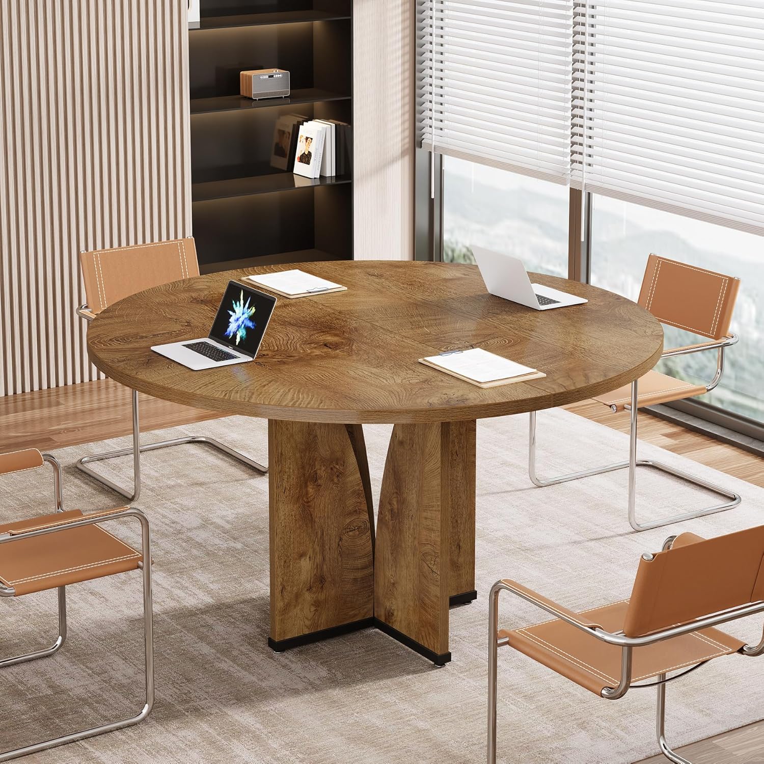 39" Round Conference Table for 4, Multi-Purpose Office Table for Meetings