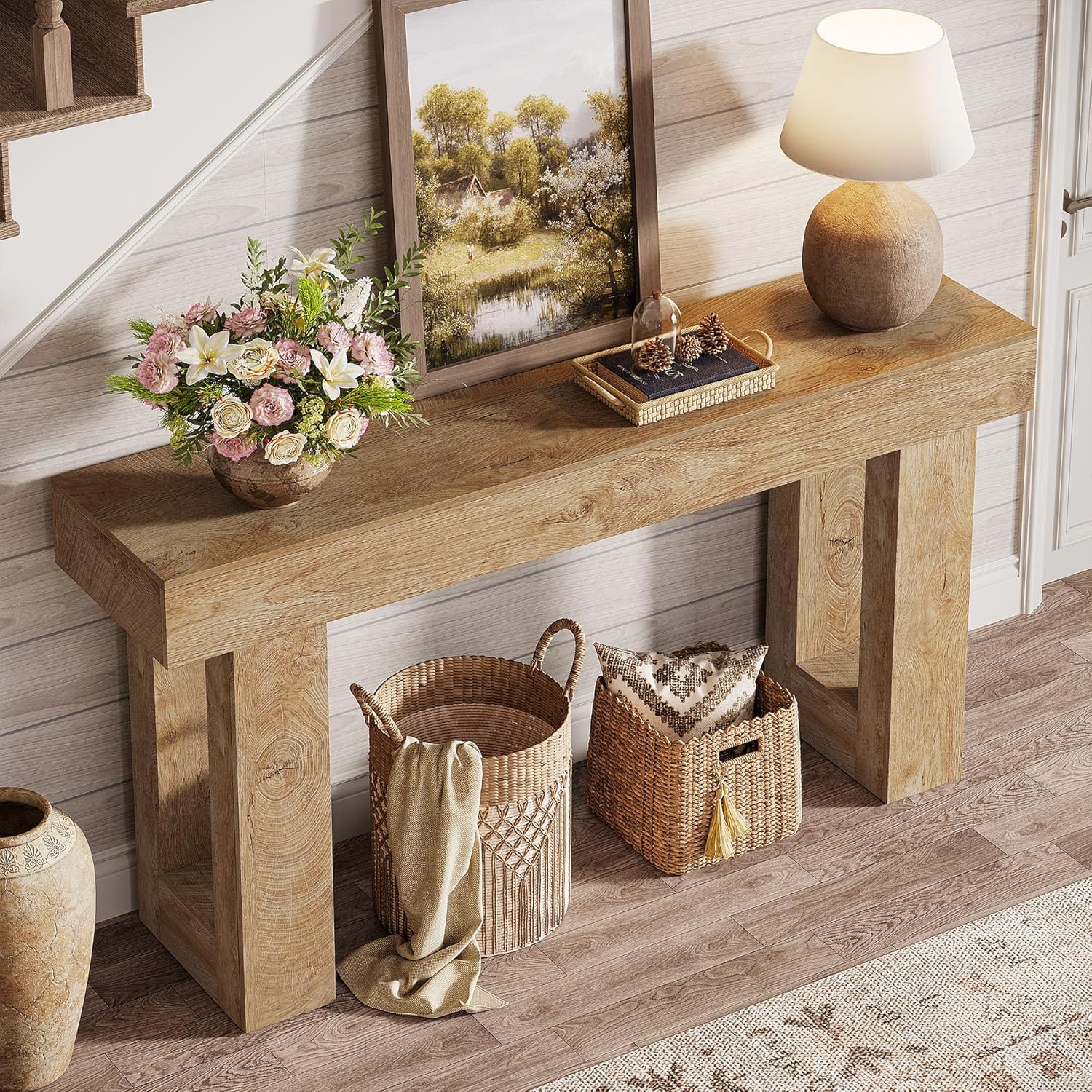Tribesigns 63-Inch Console Table, Farmhouse Wooden Sofa Table