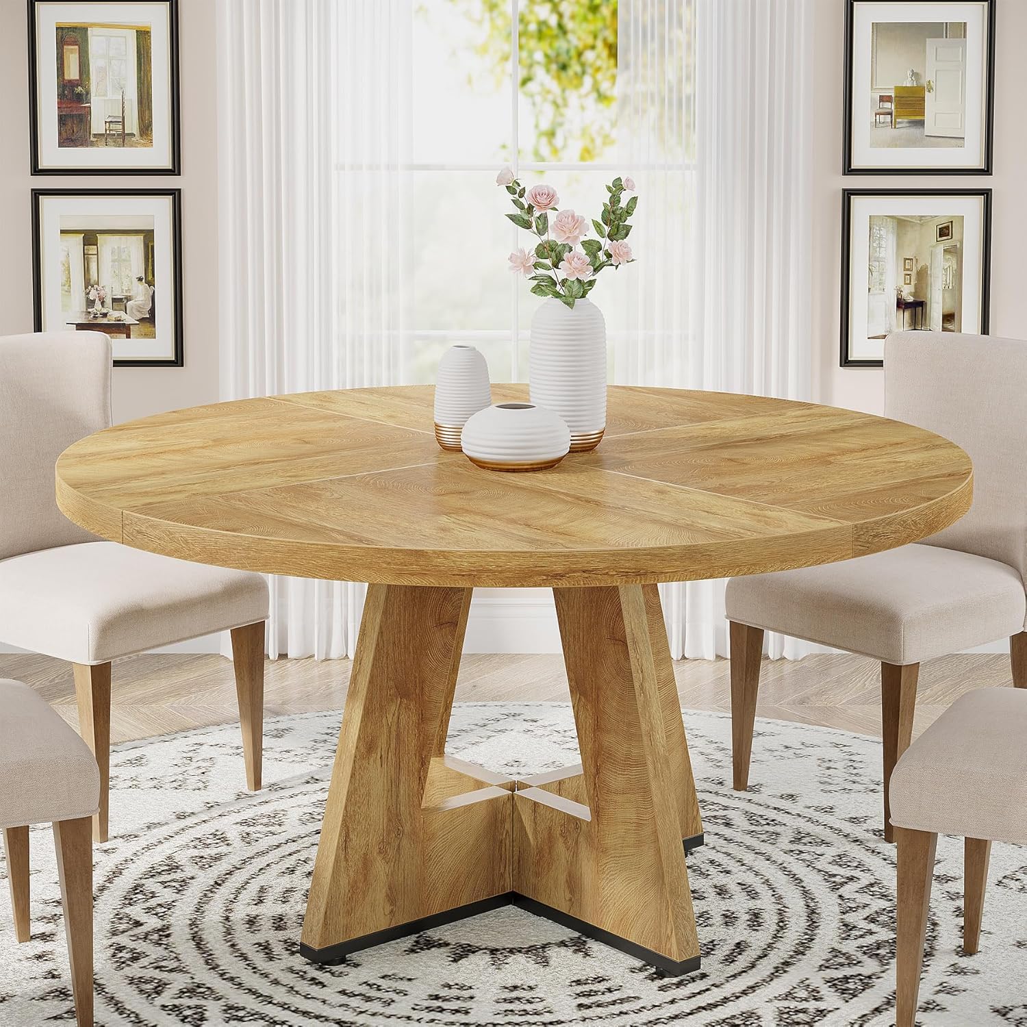 Tribesigns 47 Inch Round Dining Table, Farmhouse Kitchen Table for 4-6