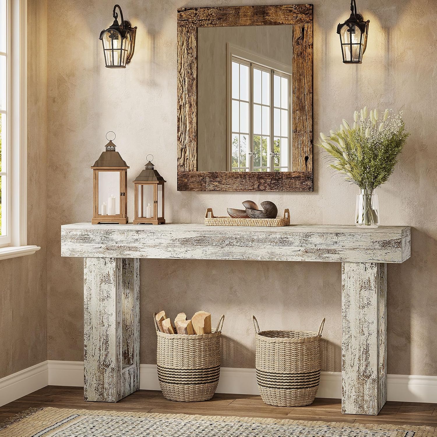 Tribesigns 63-Inch Console Table, Farmhouse Wooden Sofa Table