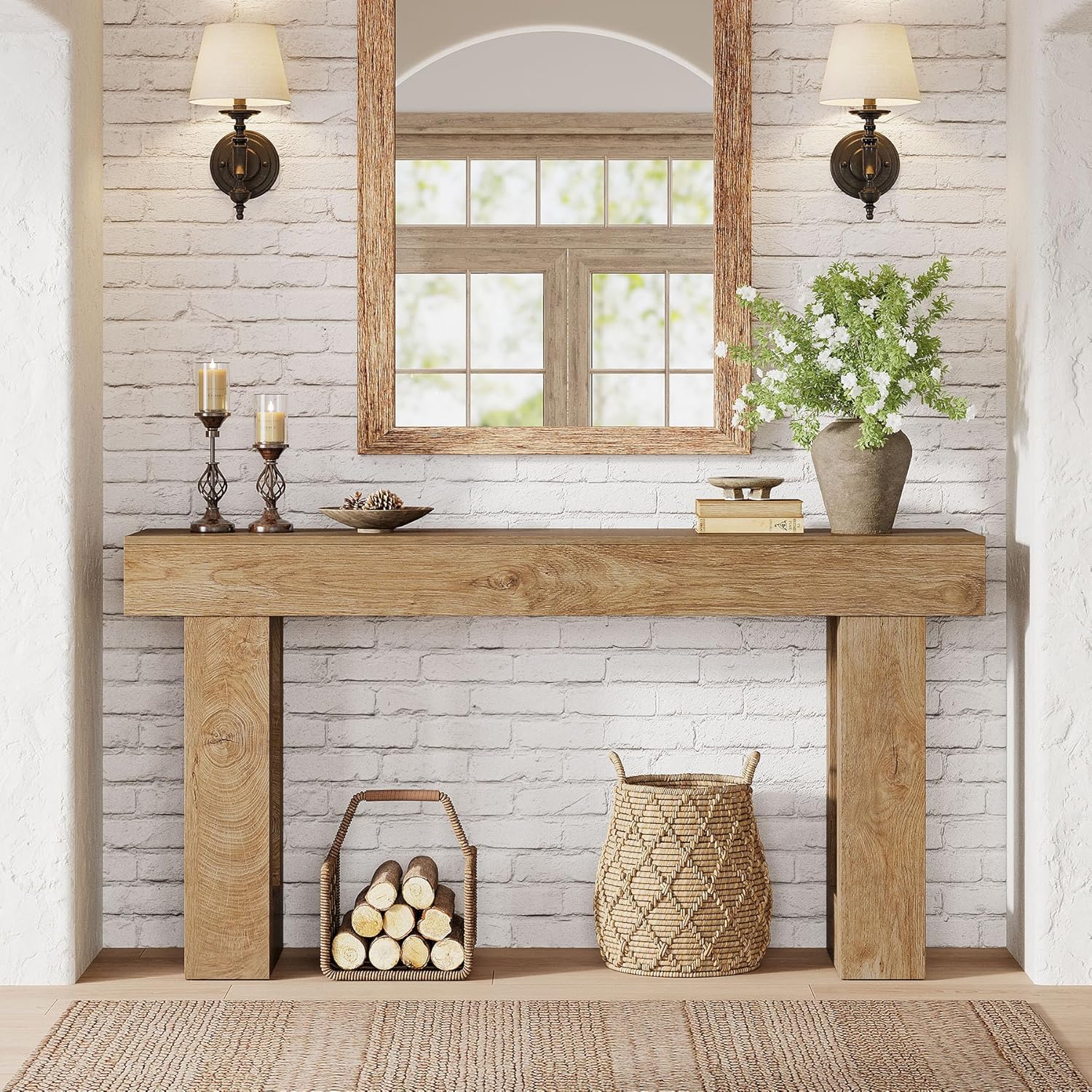 Tribesigns 63-Inch Console Table, Farmhouse Wooden Sofa Table