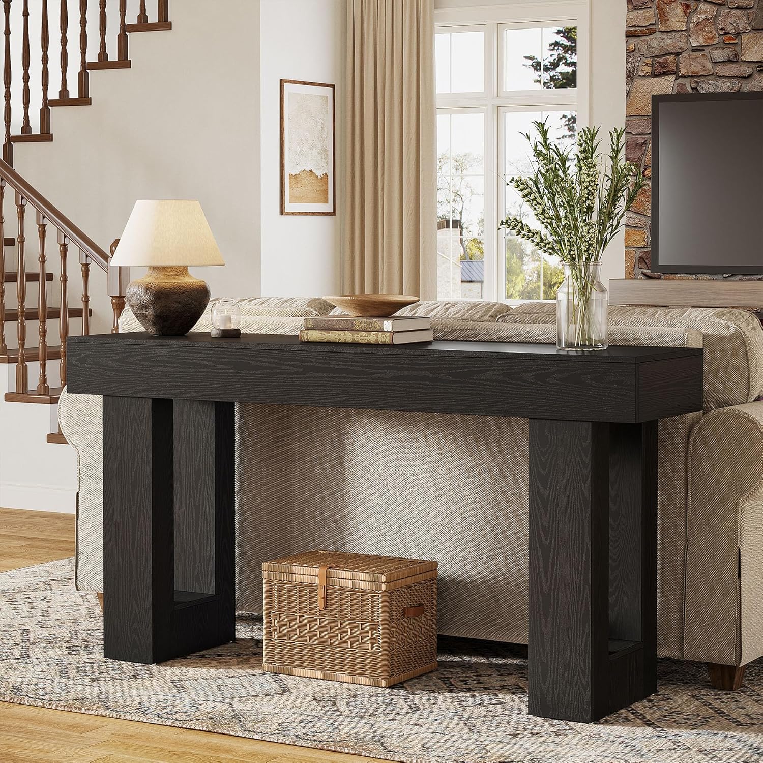 Tribesigns 63-Inch Console Table, Farmhouse Wooden Sofa Table