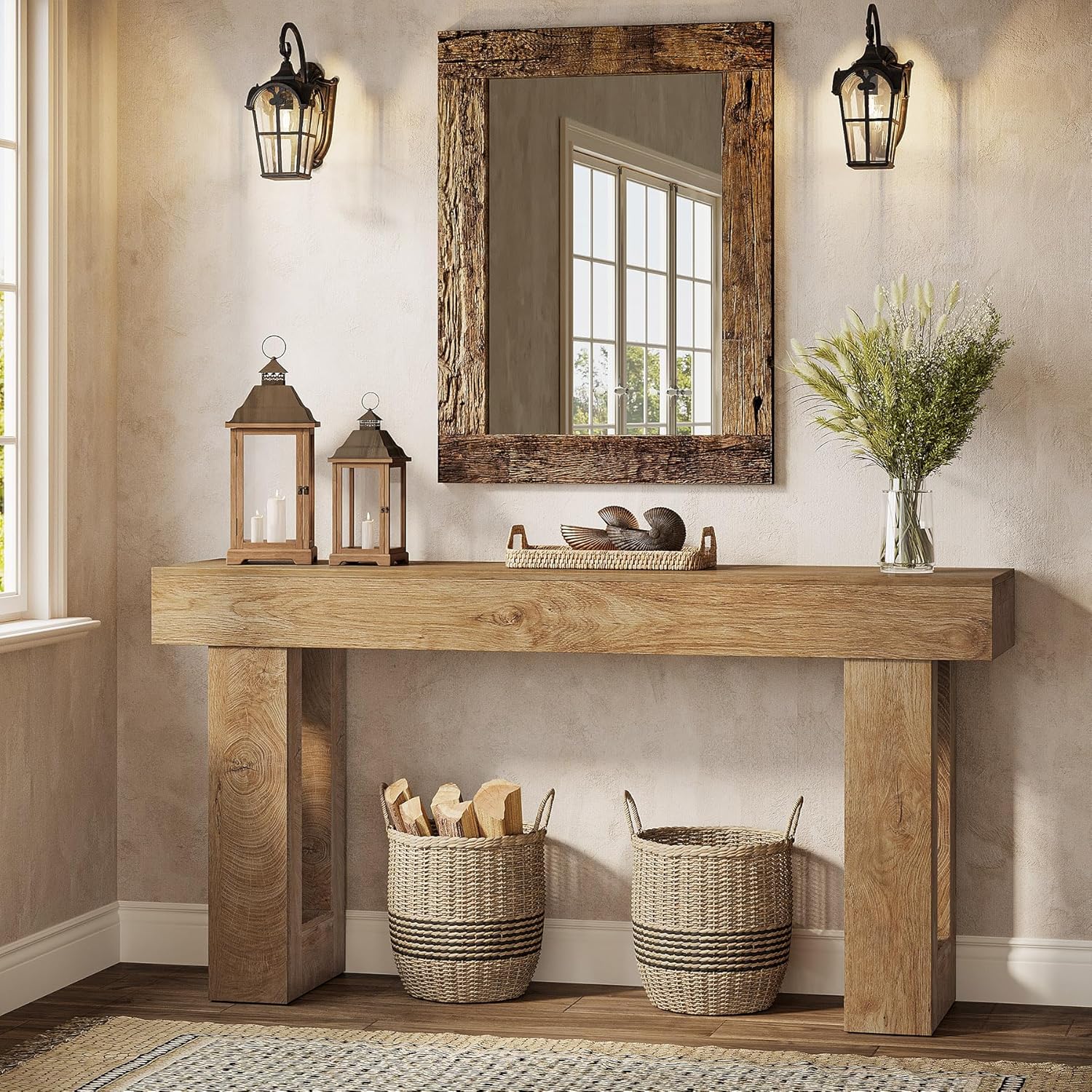 Tribesigns 63-Inch Console Table, Farmhouse Wooden Sofa Table