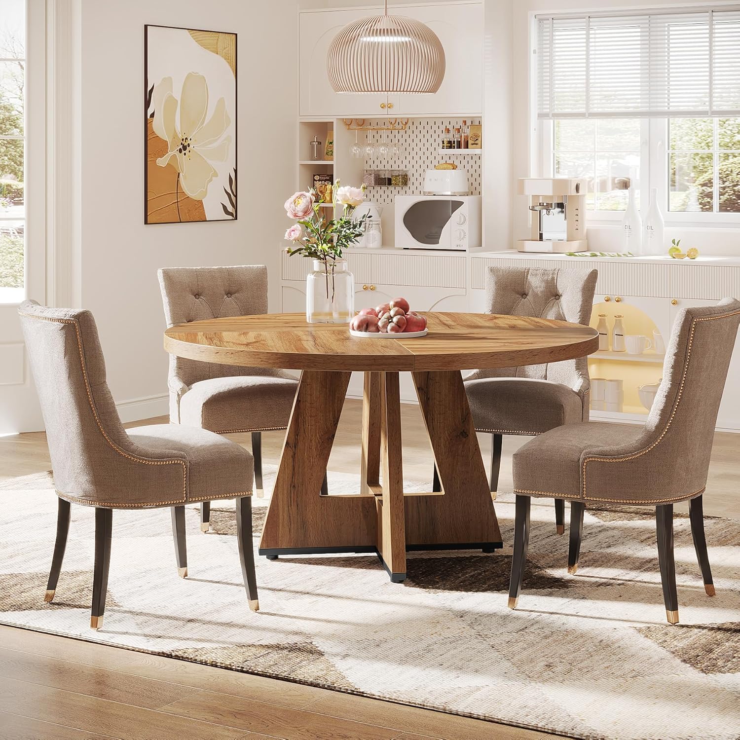 Tribesigns 47 Inch Round Dining Table, Farmhouse Kitchen Table for 4-6