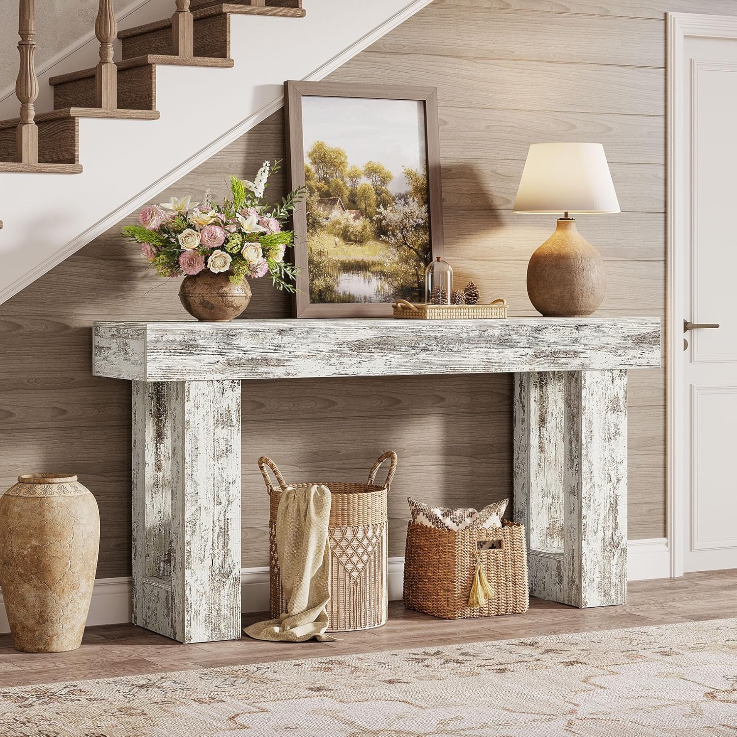Tribesigns 63-Inch Console Table, Farmhouse Wooden Sofa Table