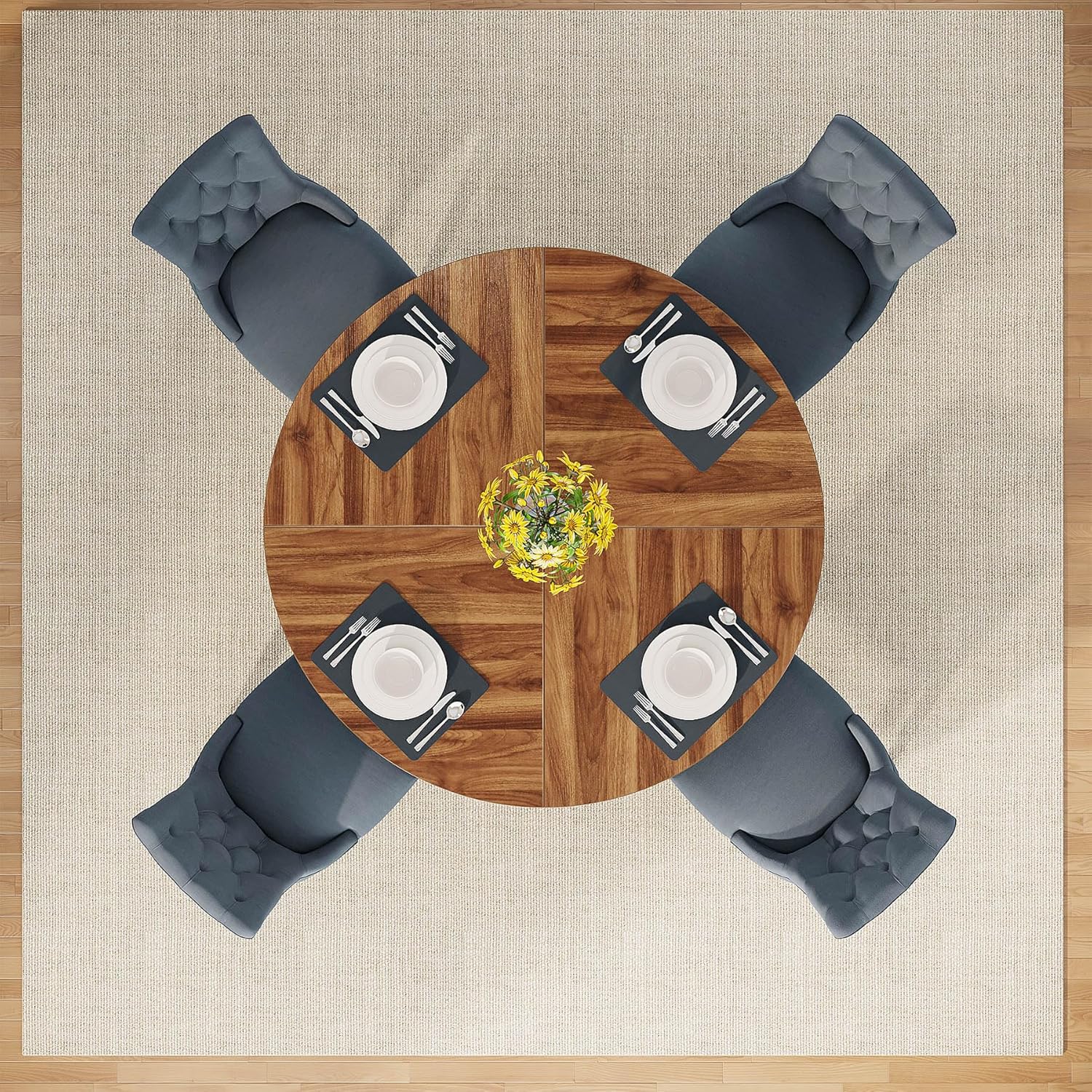Tribesigns 47 Inch Round Dining Table, Farmhouse Kitchen Table for 4-6