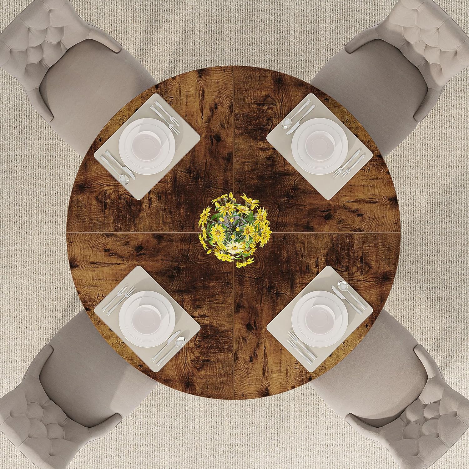 Tribesigns 47 Inch Round Dining Table, Farmhouse Kitchen Table for 4-6
