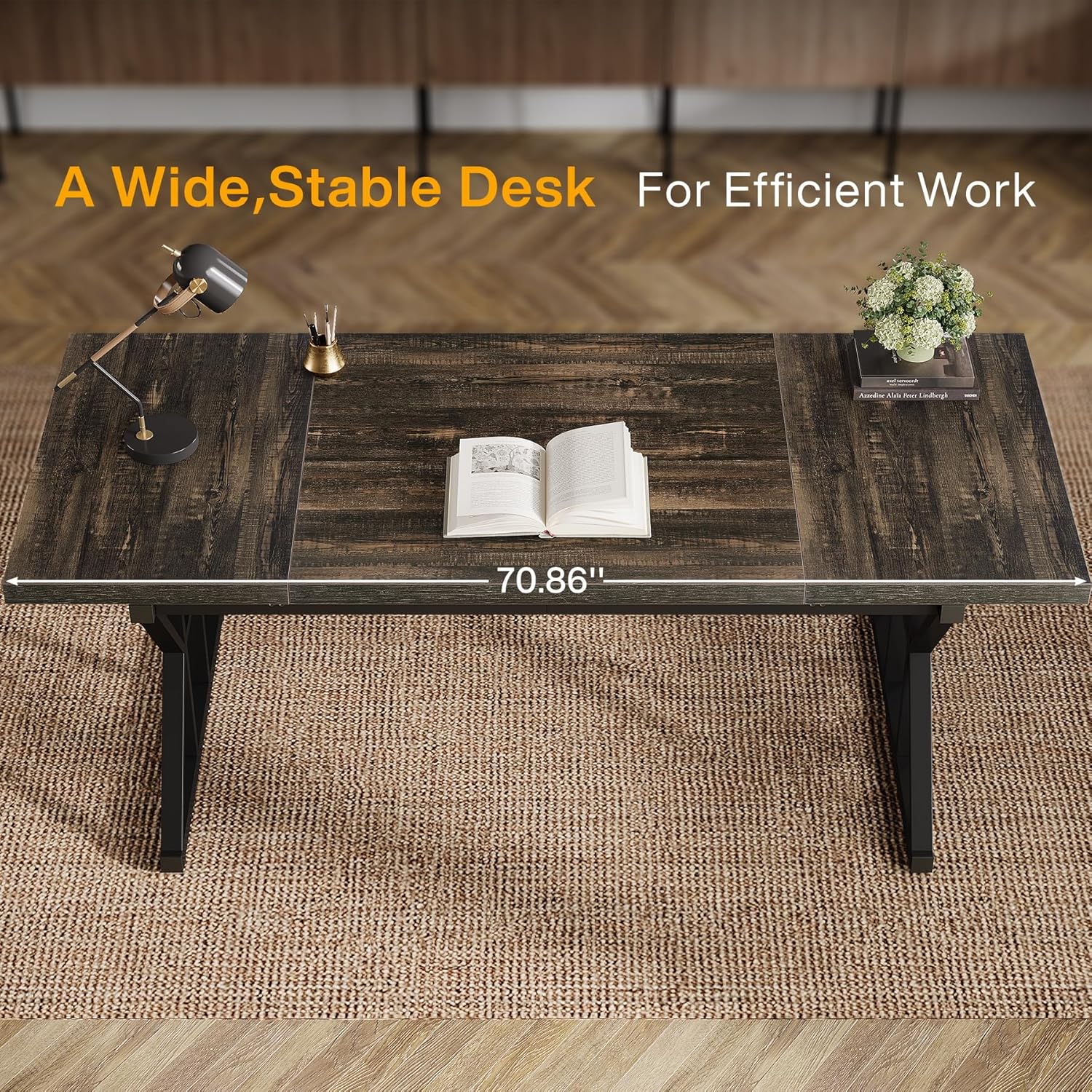 Tribesigns 70.86" Executive Desk, Industrial Style Computer Desk for Home Office