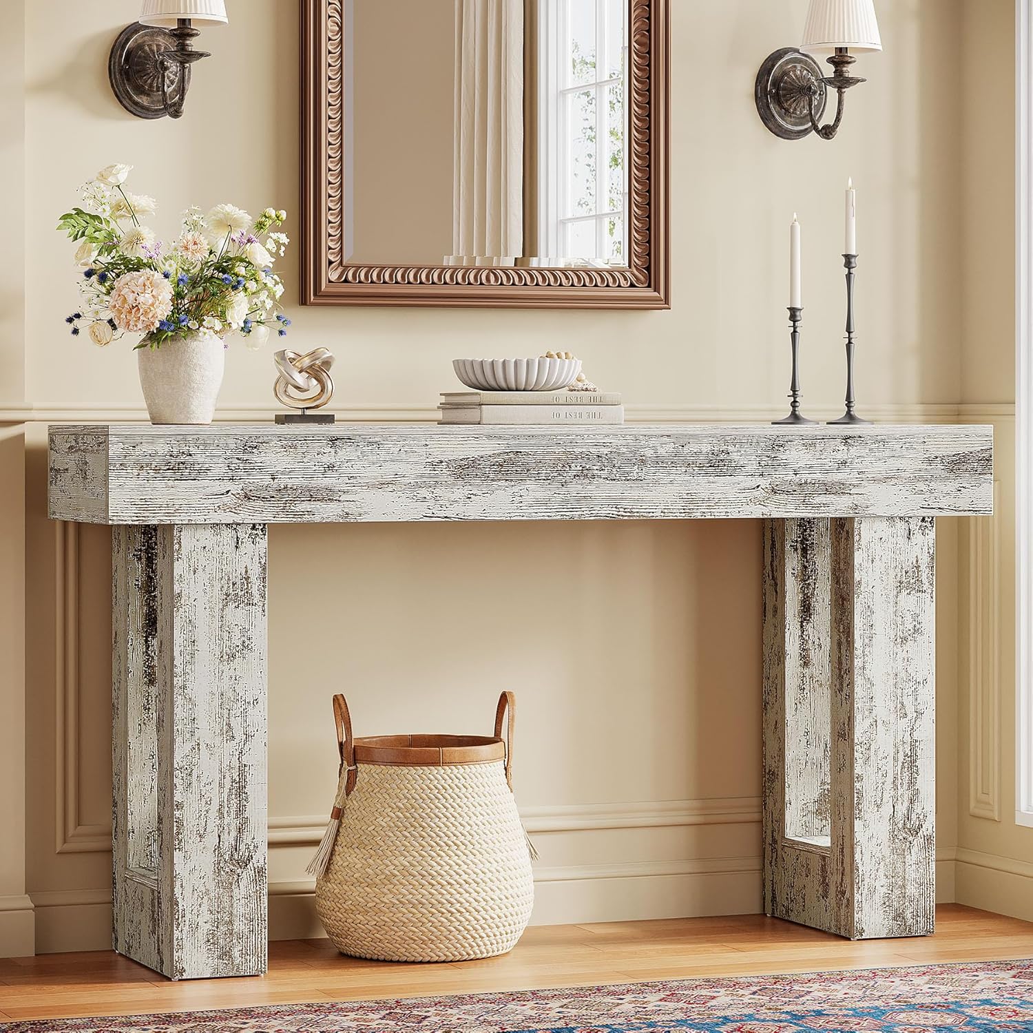 Tribesigns 63-Inch Console Table, Farmhouse Wooden Sofa Table