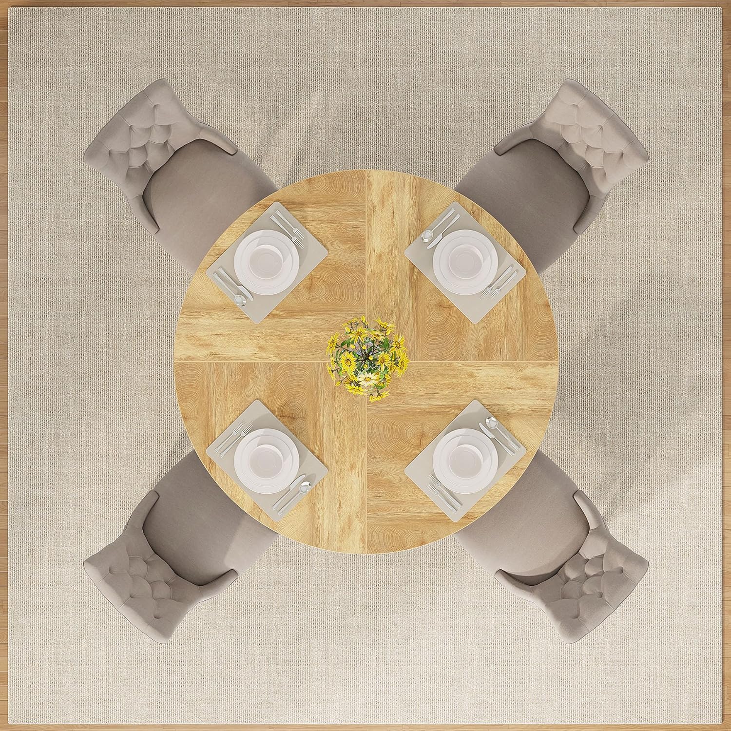 Tribesigns 47 Inch Round Dining Table, Farmhouse Kitchen Table for 4-6