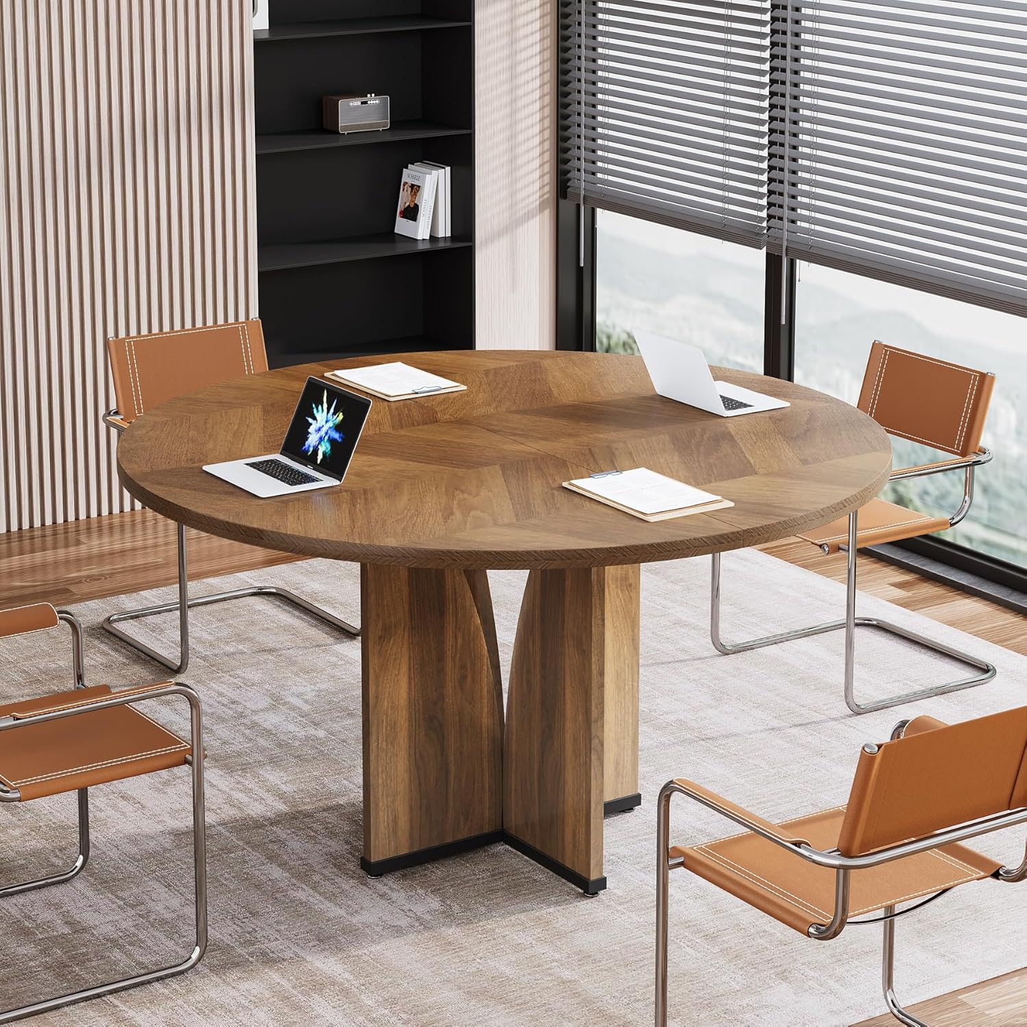 39" Round Conference Table for 4, Multi-Purpose Office Table for Meetings
