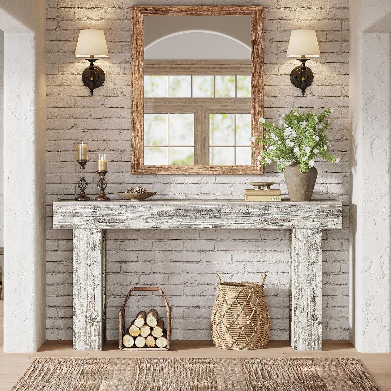 Tribesigns 63-Inch Console Table, Farmhouse Wooden Sofa Table