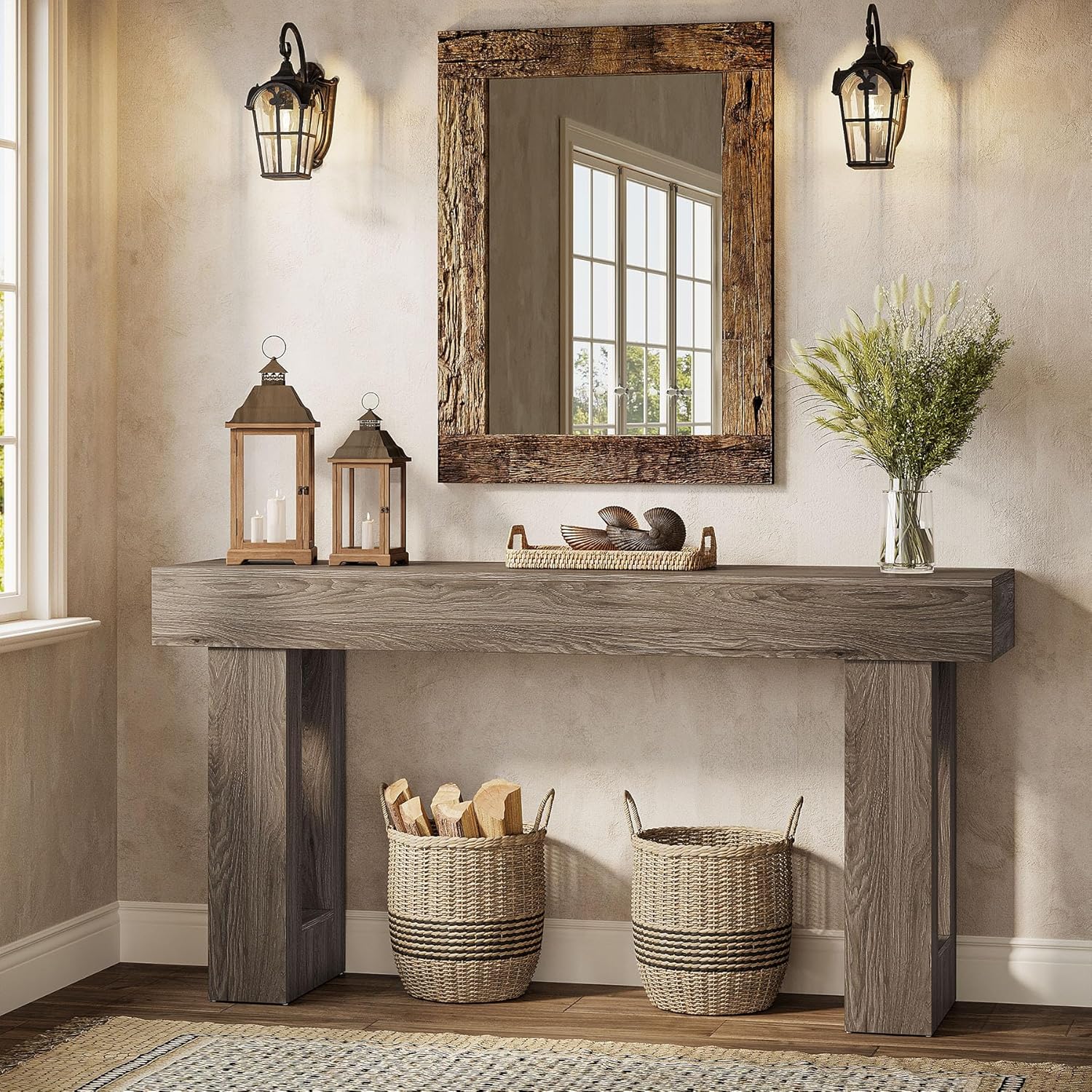 Tribesigns 63-Inch Console Table, Farmhouse Wooden Sofa Table