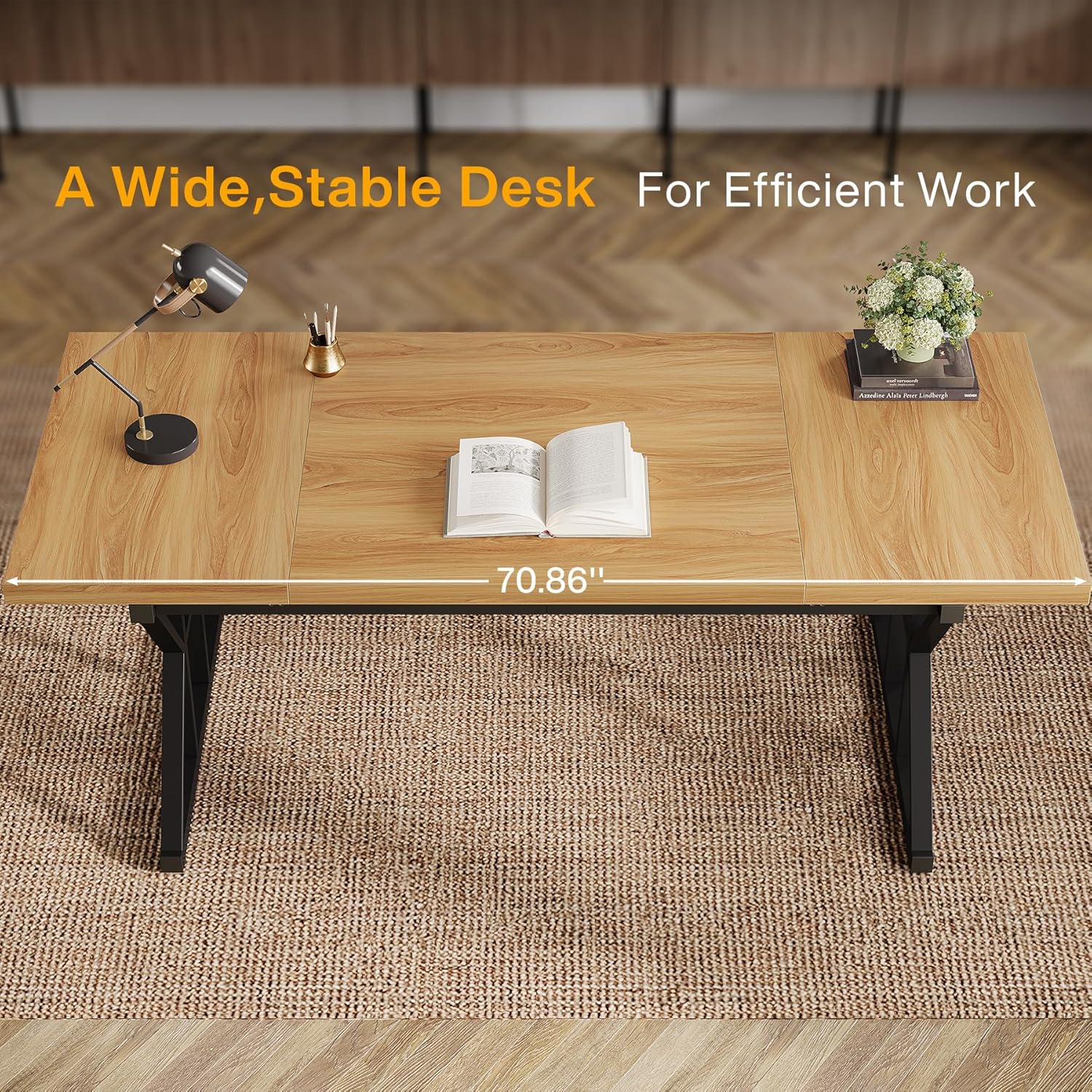 Tribesigns 70.86" Executive Desk, Industrial Style Computer Desk for Home Office