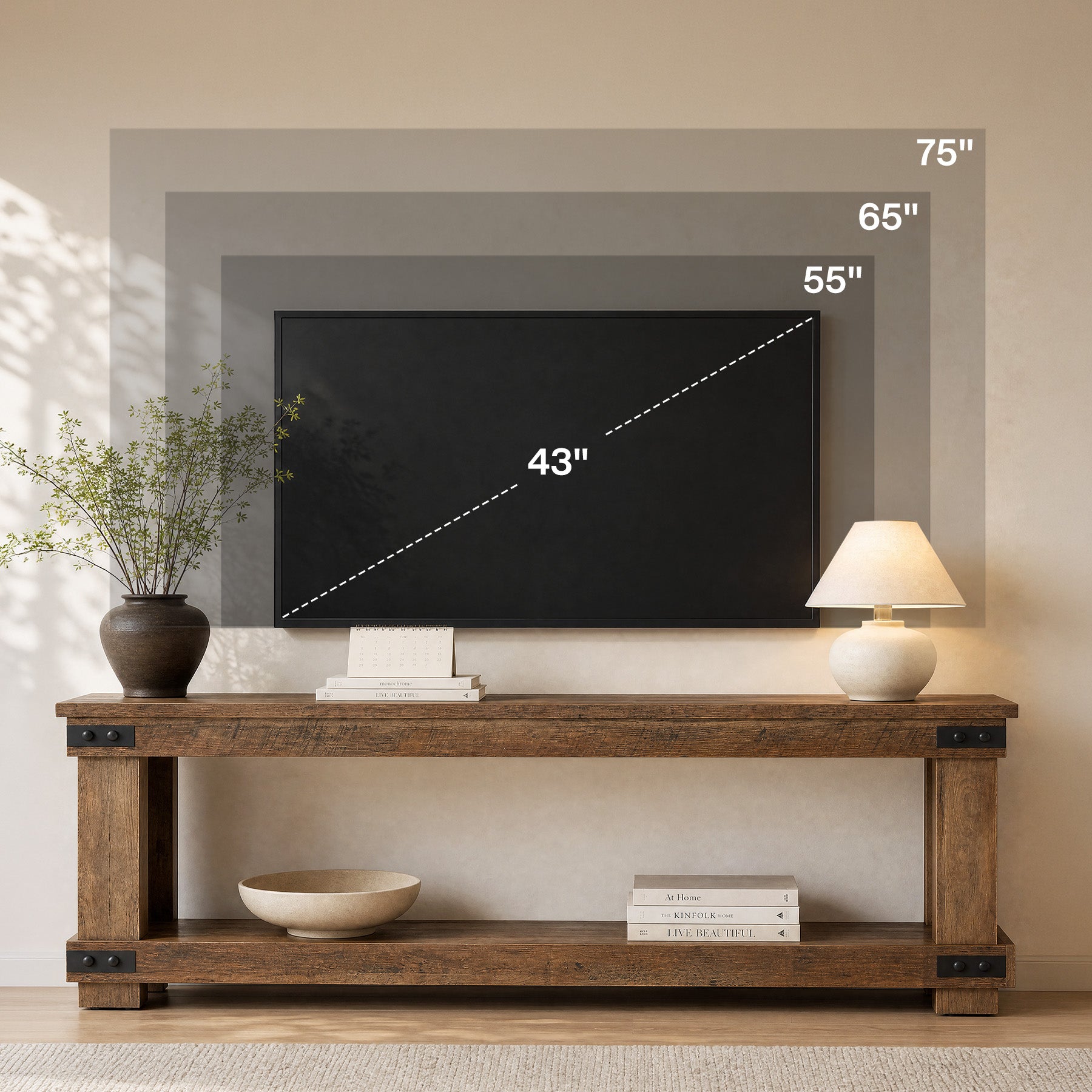 71" TV Stand for 55/65/75" TV, Entertainment Center TV Console with Storage Shelf