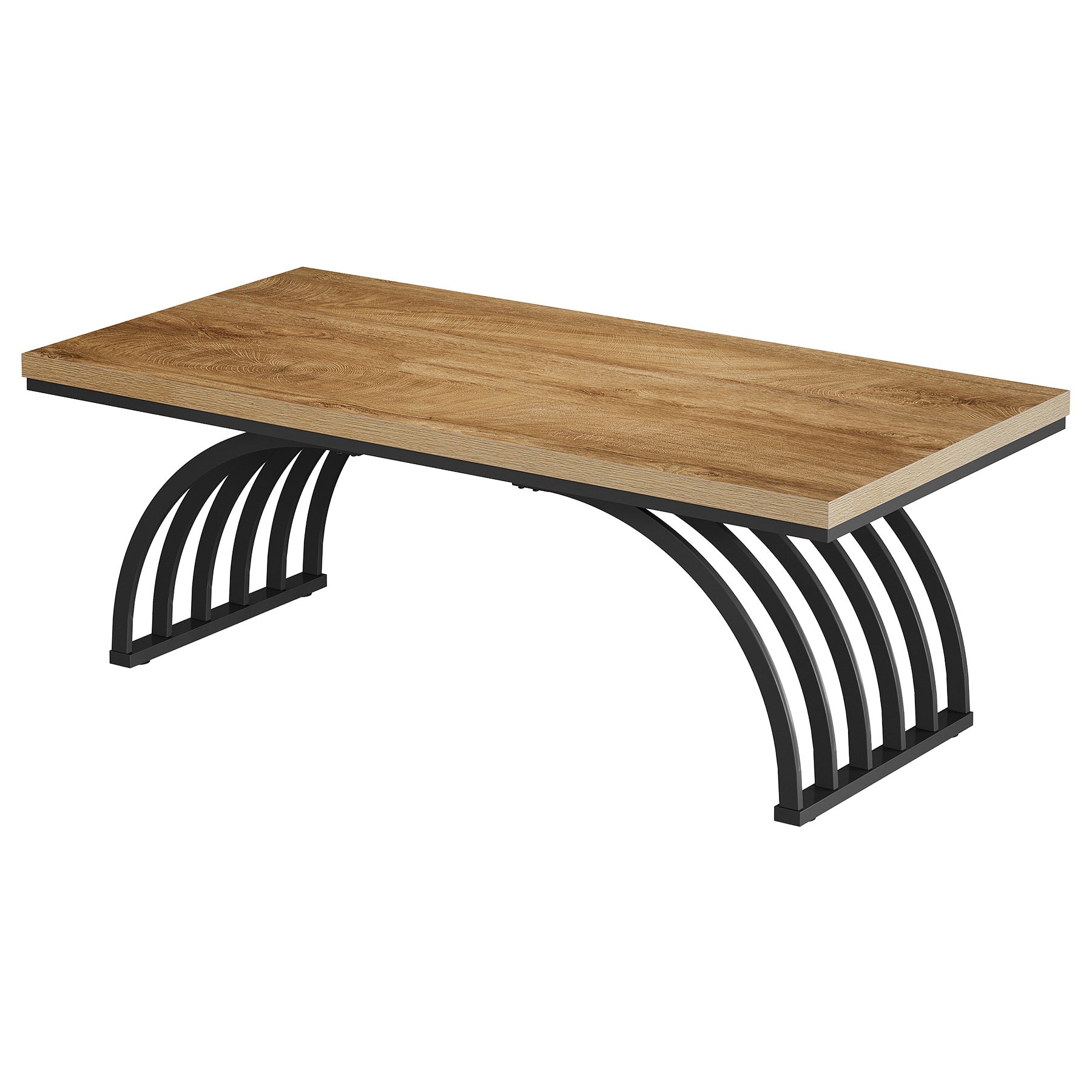 47" Coffee Table, Rectangular Center Tea Table with Metal Frame Legs