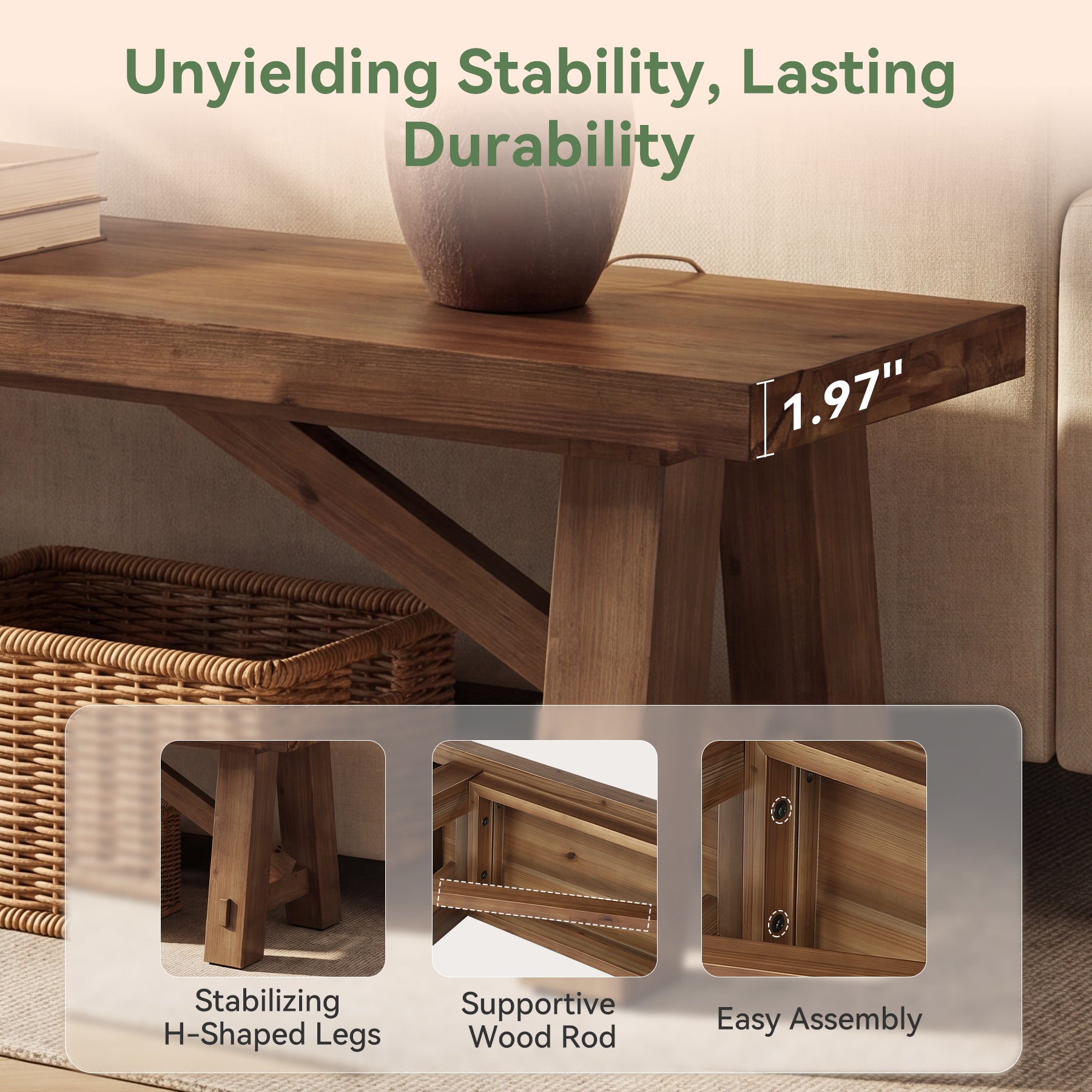 71" Solid Wood Entryway Bench, Narrow Shoe Bench End of Bed Bench for Hallway