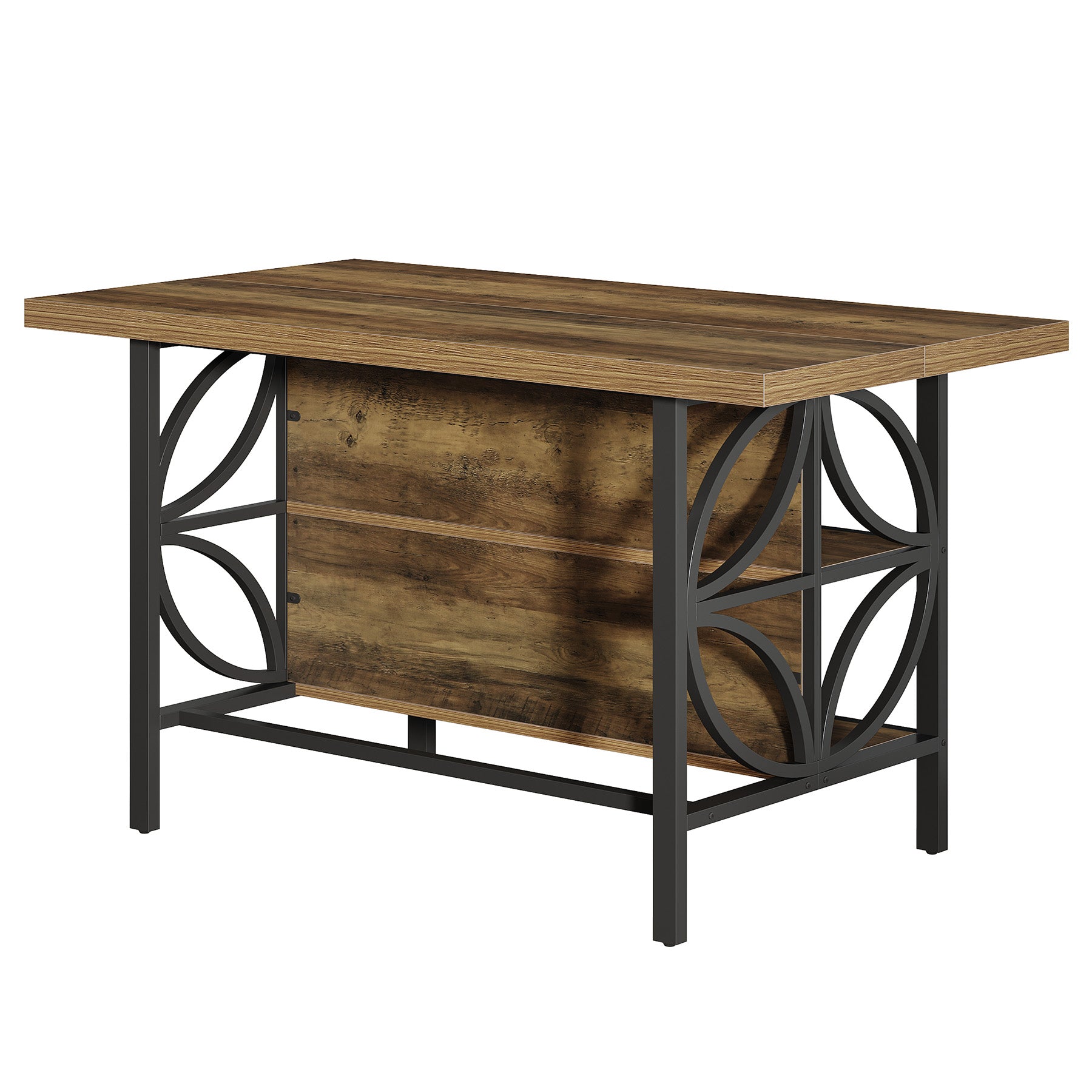 63" Kitchen Island with Storage, 2-Tier Kitchen Bar Table with Large Worktop