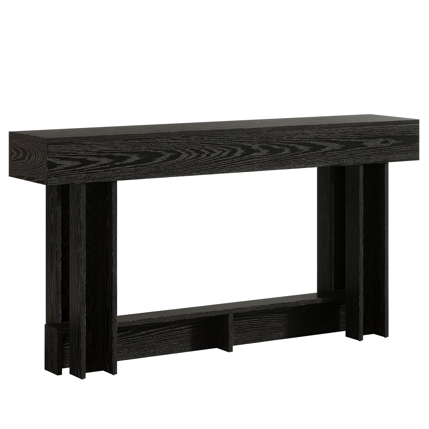 63" Wood Console Table, 2-Tier Farmhouse Entryway Table