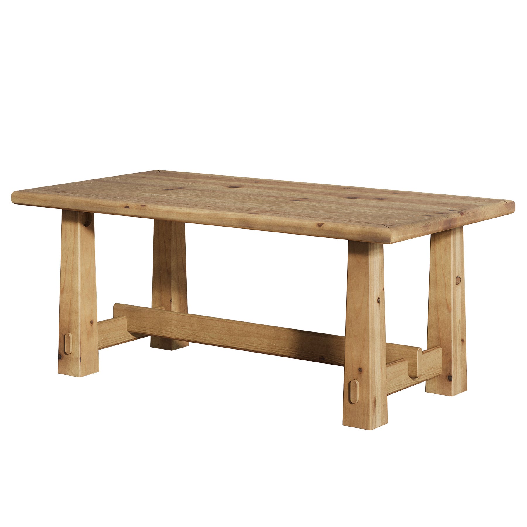 47" Solid Wood Coffee Table, Rectangular Center Table with H-Shaped Base
