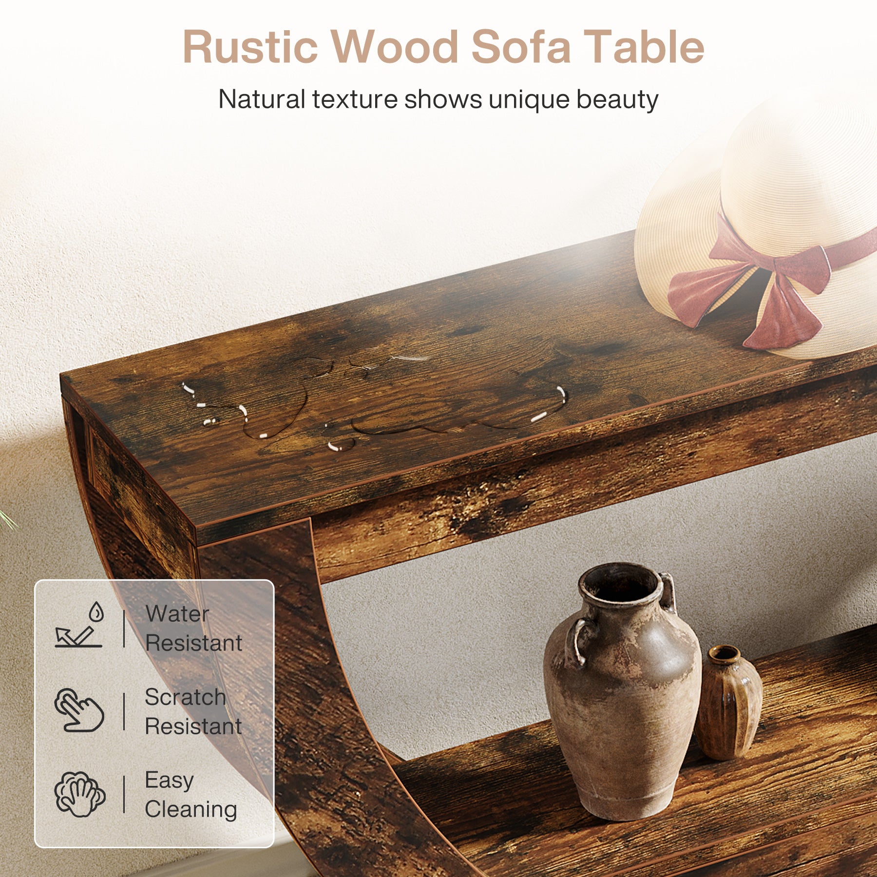 63" Console Table, 2 - Tier Entryway Table with Storage Shelves & Arched Frame Tribesigns