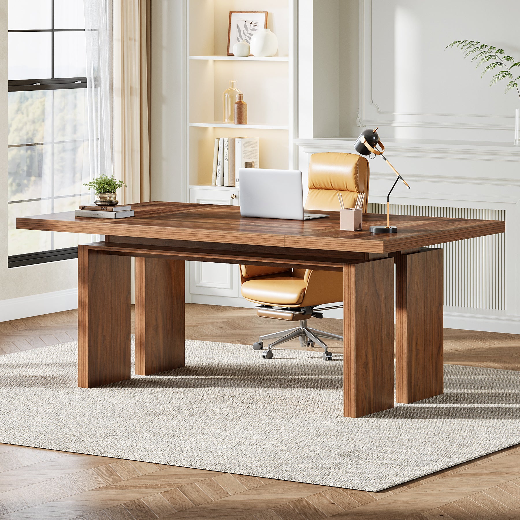 63" Executive Desk, Mid - Century Modern Computer Desk Writing Table Tribesigns