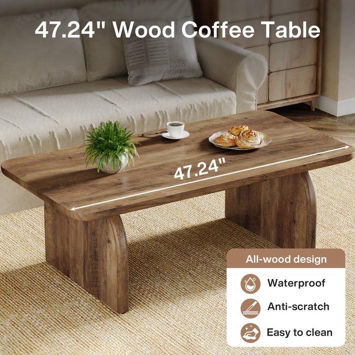 47" Farmhouse Coffee Table, Rectangular Wooden Center Table for Living Room