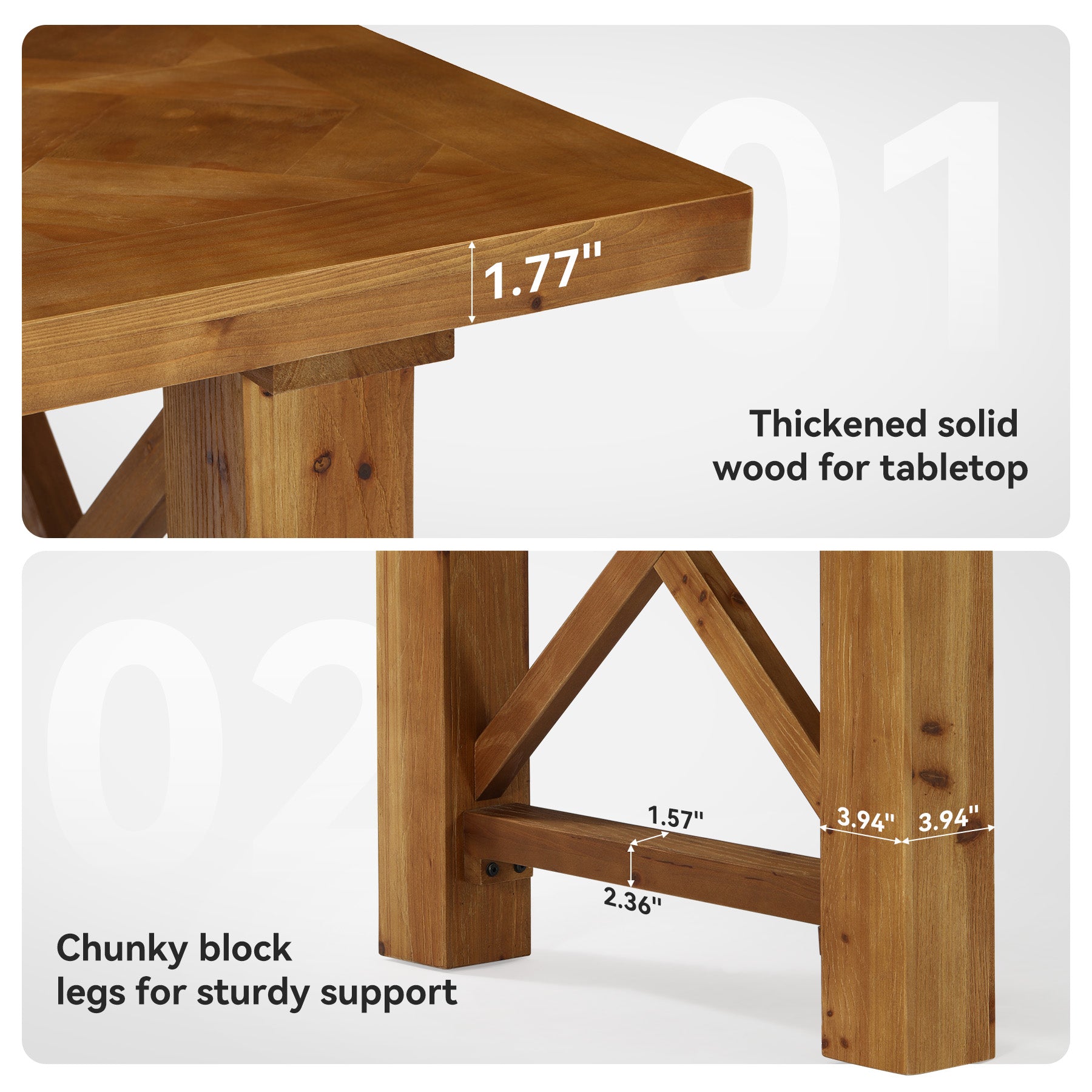 Solid Wood Computer Desk, 63" Executive Office Desk with Parquet Top