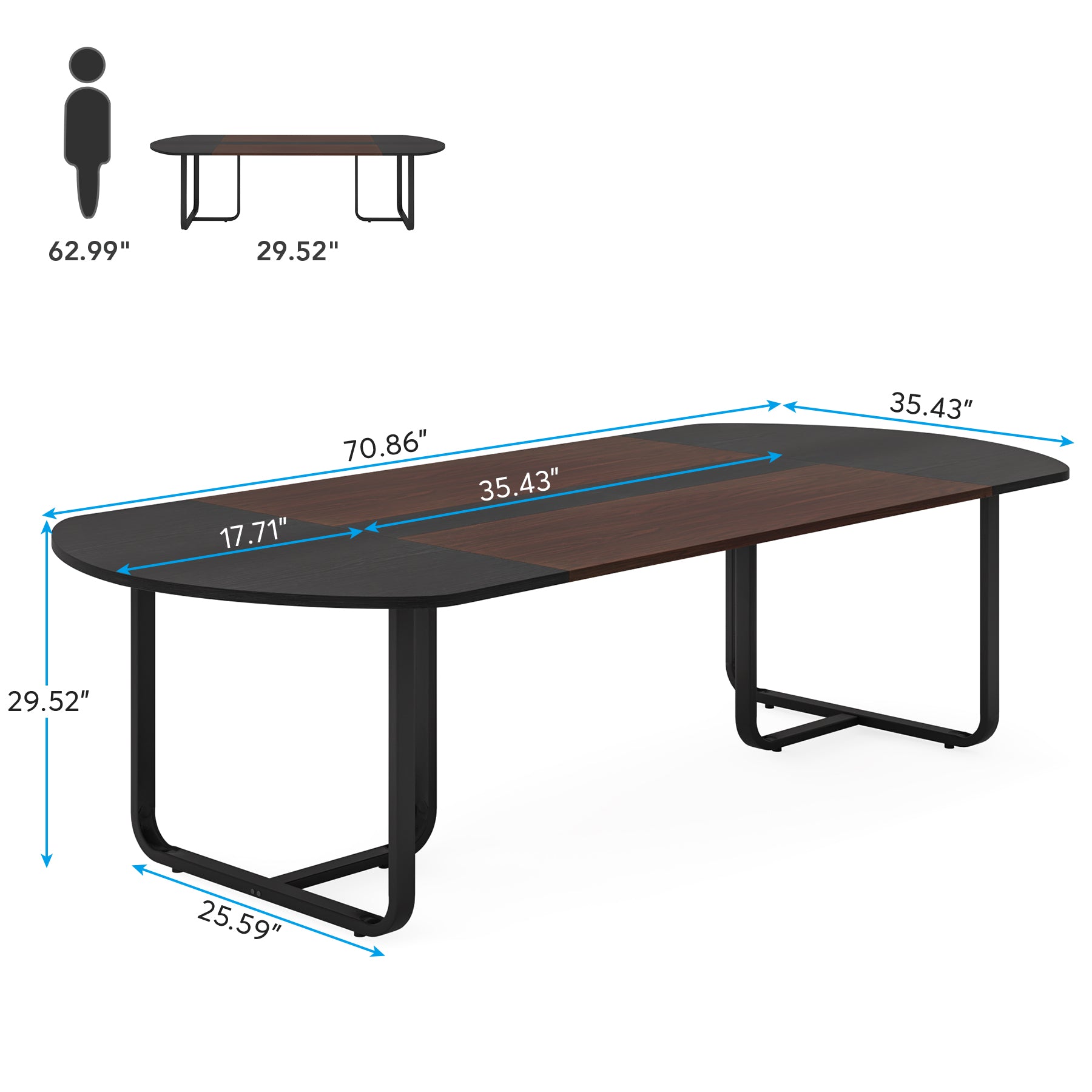 70.86" Oval Dining Table, Modern Kitchen Table for for 6-8 People