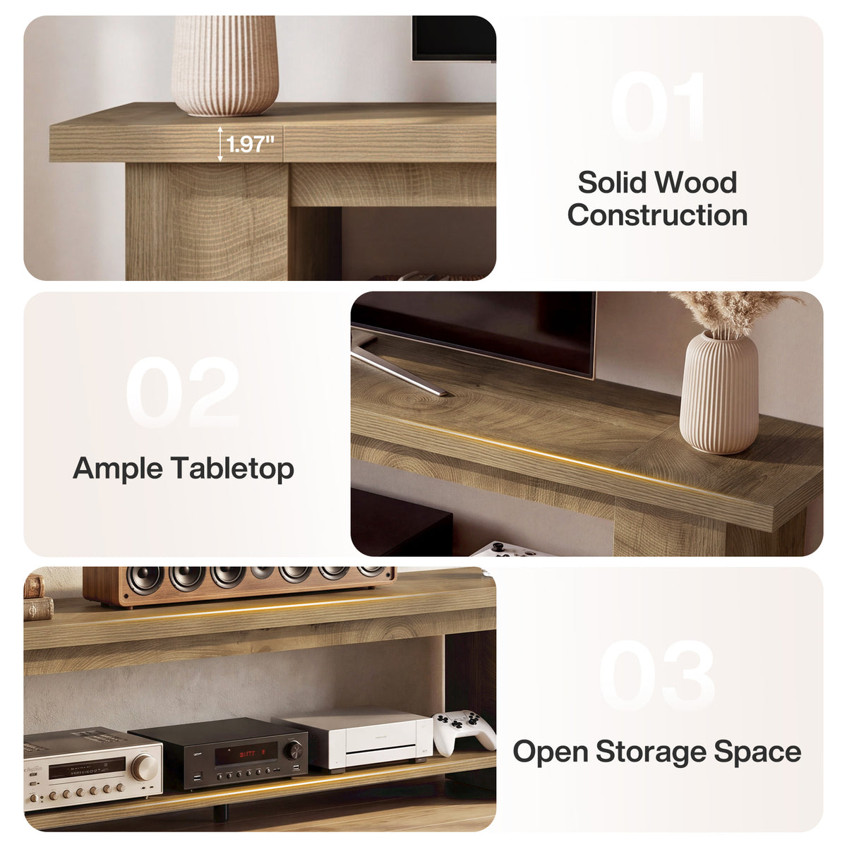 86.6" TV Stand, 2-Tier Farmhouse TV Console with Storage Shelves For TVs Up to 80"