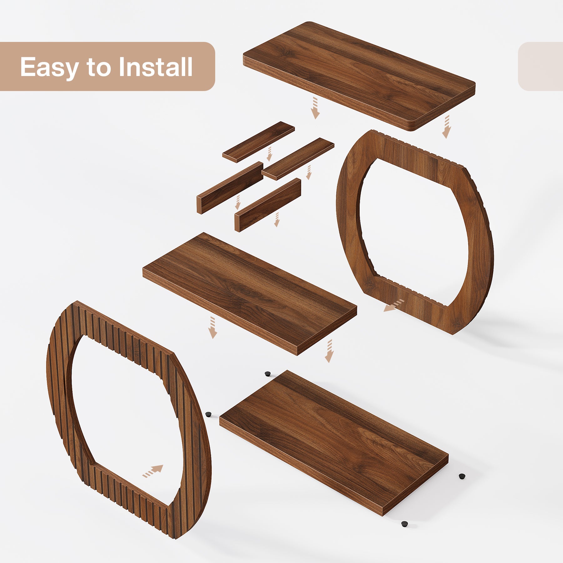 3 - Tier End Table, 26" Rectangle Side Table with 3 Storage Shelves Tribesigns