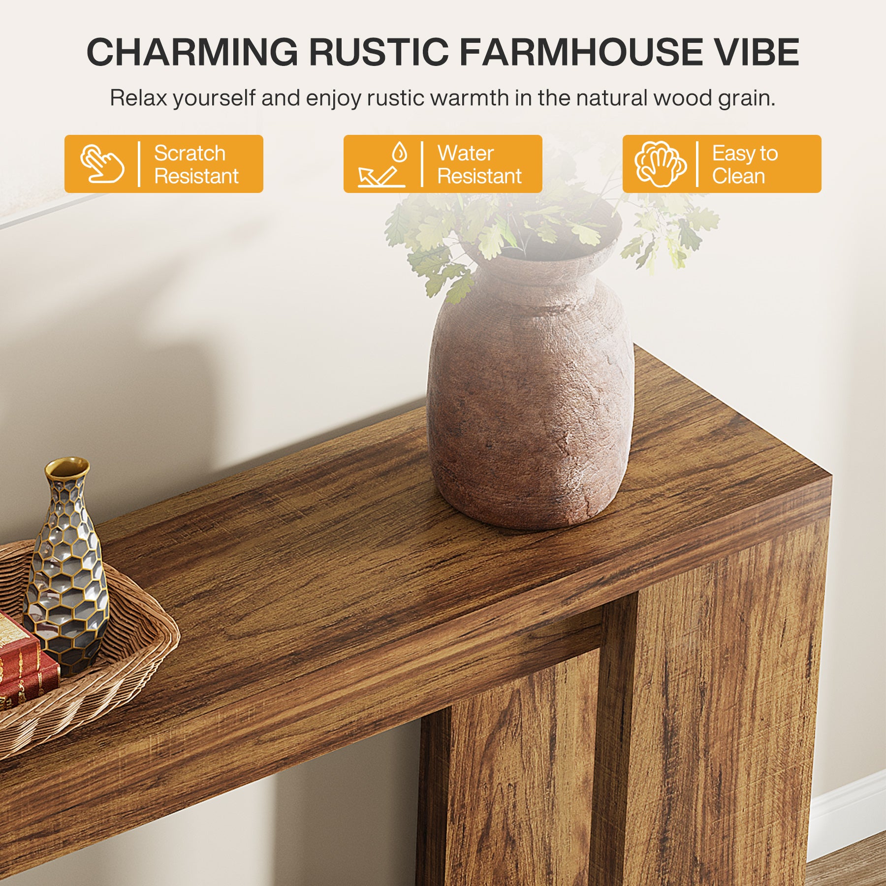 70.9" Extra Long Farmhouse Console Table, Narrow Sofa Table for Entryway