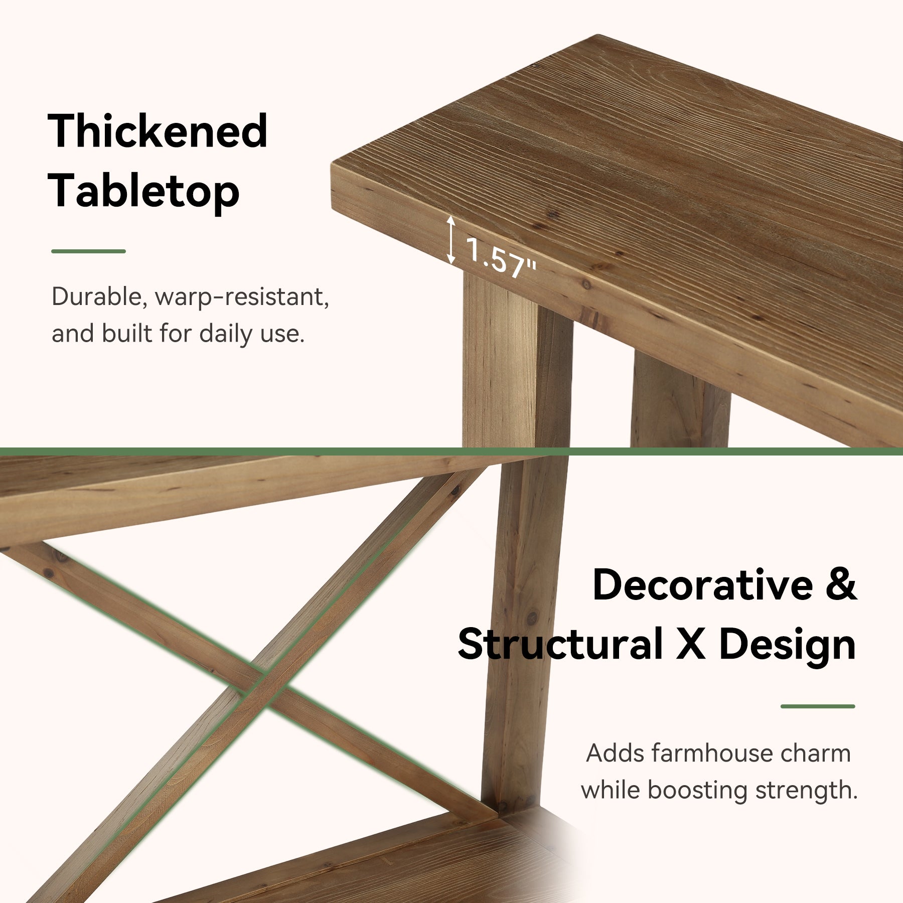 70.87" Solid Wood Console Table with Storage, Farmhouse Narrow Entryway & Sofa Table with X-Frame