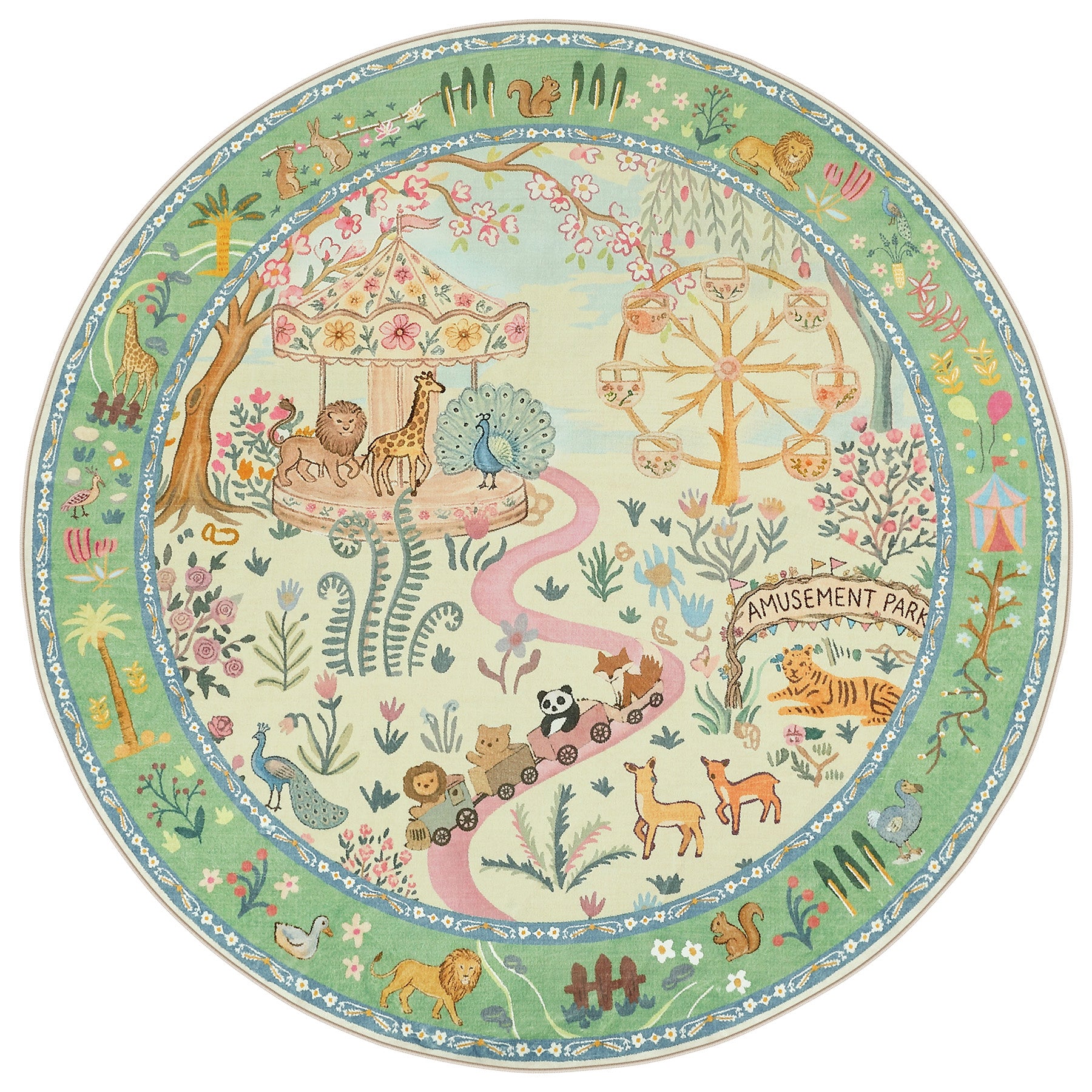Animal Floral Rug, Soft Washable Area Rug with Non-Slip Backing for Living Room, Bedroom