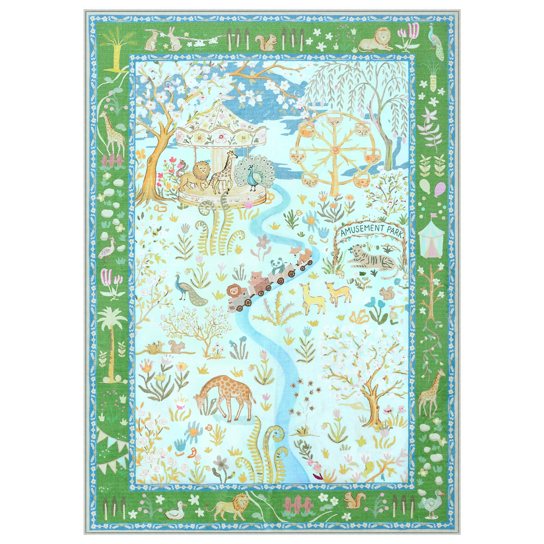 Animal Floral Rug, Soft Washable Area Rug with Non-Slip Backing for Living Room, Bedroom