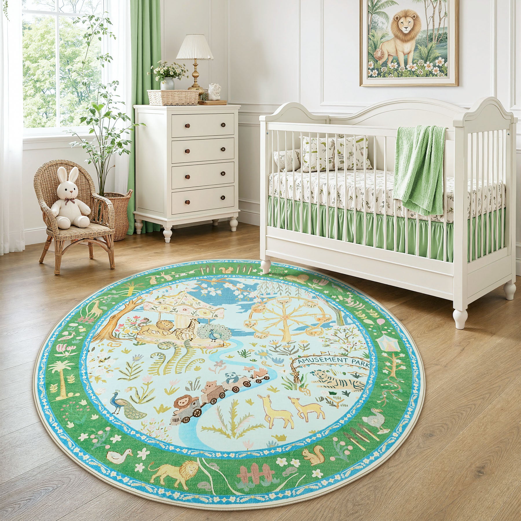 Animal Floral Rug, Soft Washable Area Rug with Non-Slip Backing for Living Room, Bedroom