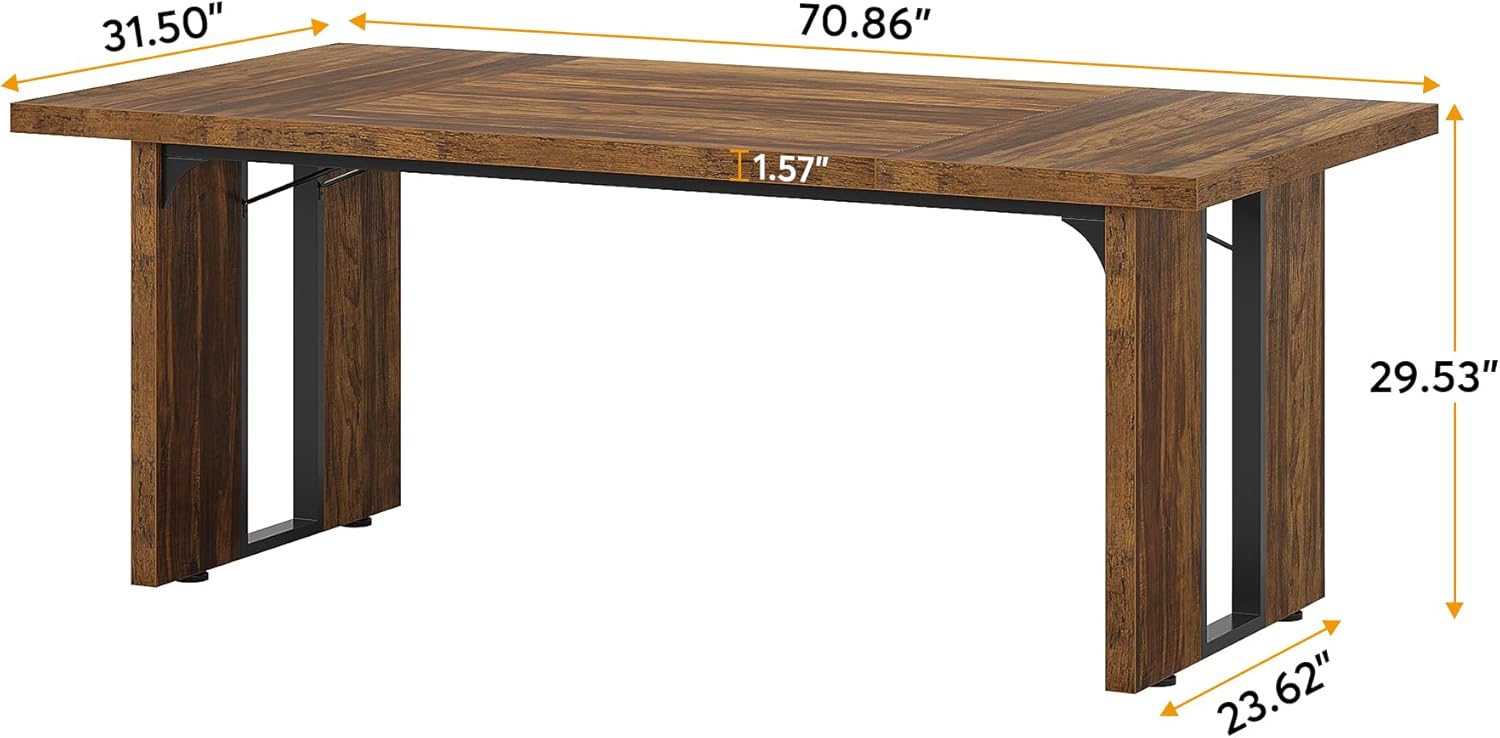 Rectangular Dining Table, 71" Farmhouse Breakfast Table for 6 to 8 People