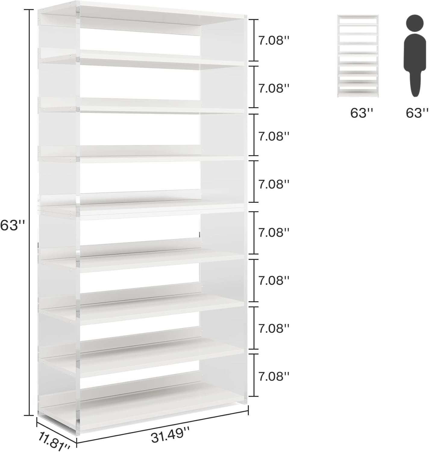 8-Tier Shoe Rack, 32 Pair Modern Shoe Storage Cabinet