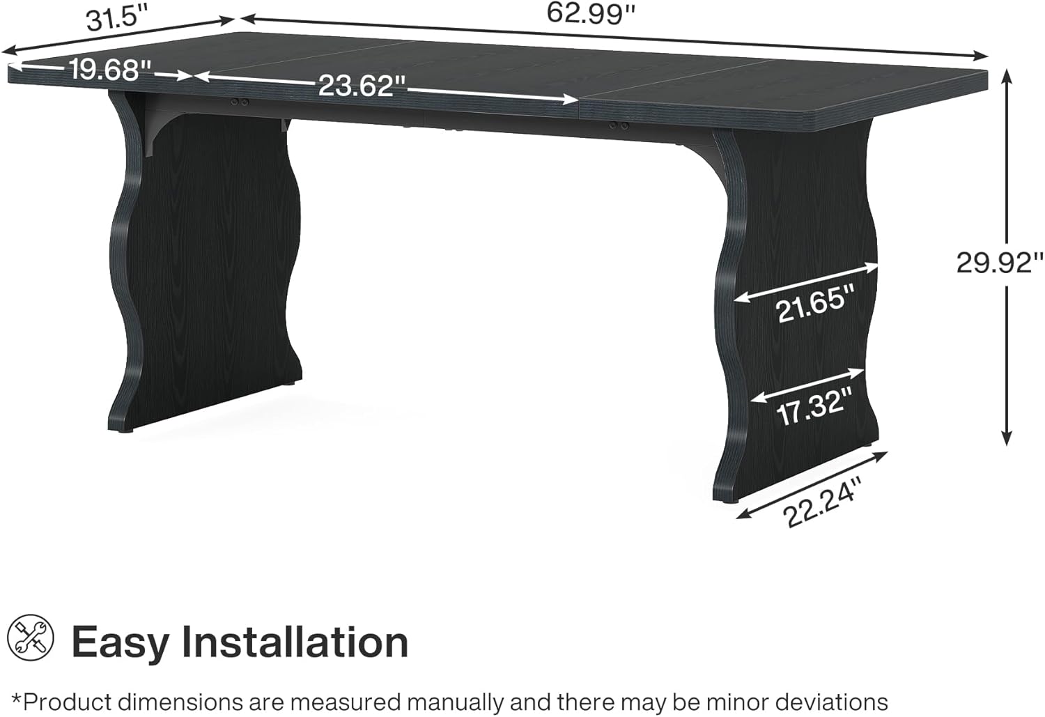 63-Inch Large Executive Desk, Sturdy Computer Desk Conference Table