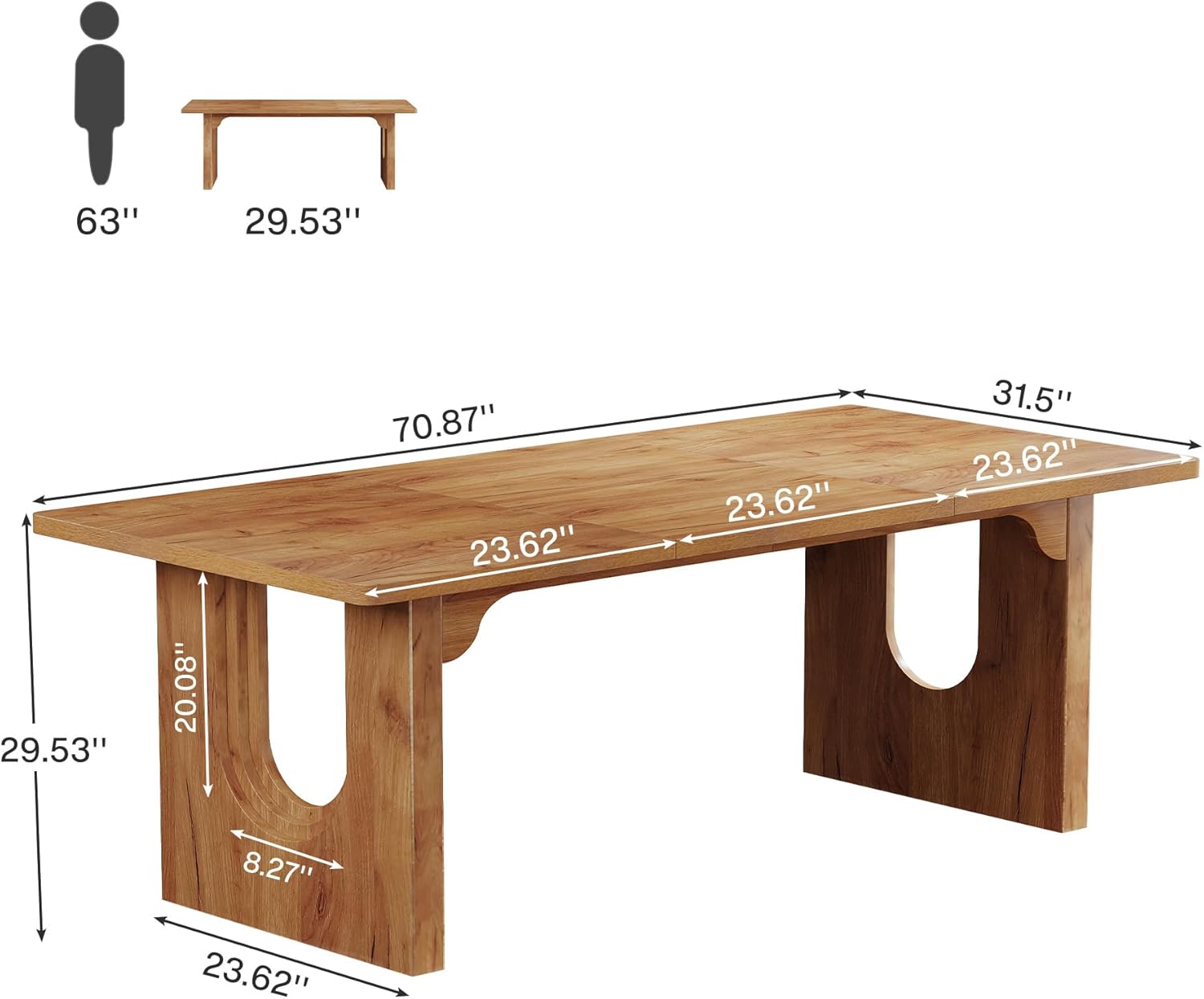 71" Executive Desk, Modern Executive Office Table with Wood Double Pedestal Base