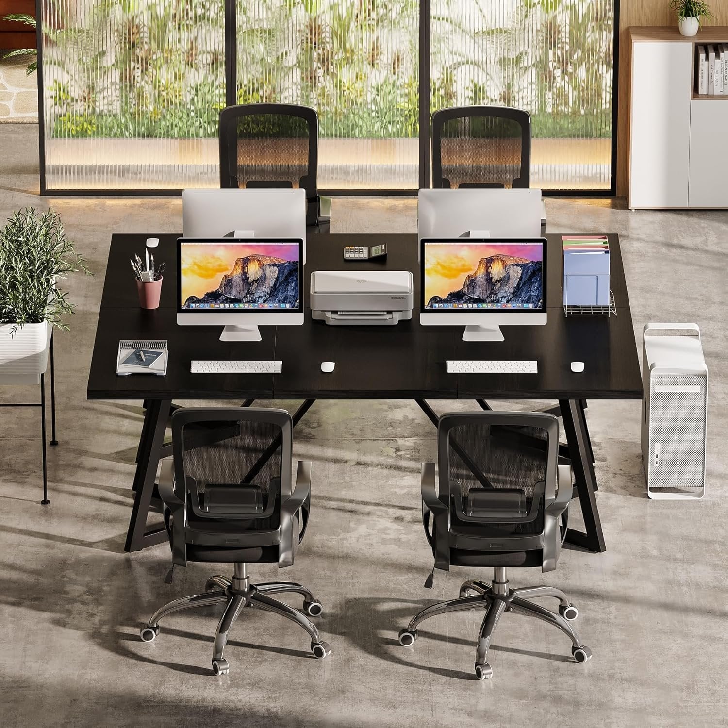 70.87" Executive Desk, Modern Computer Office Desk with Metal Frame