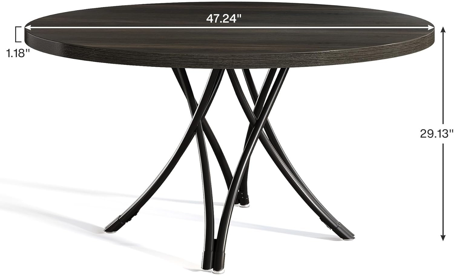 47" Round Dining Table, Modern Circle Kitchen Table for 4