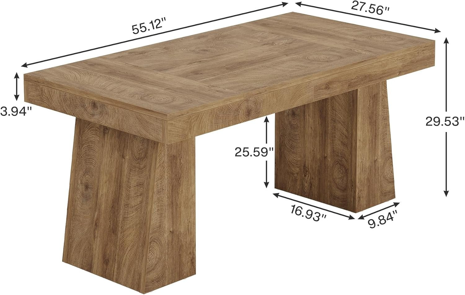 55" Dining Table for 4-6, Rectangular Kitchen Dinner Tables with Sturdy Legs